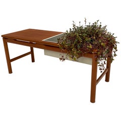 Vintage Scandinavian Teak and Enameled Metal Planter Table, 1960s, Denmark