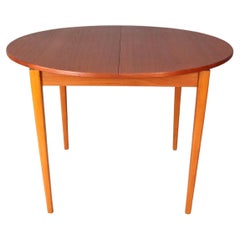 Tavolo da pranzo ovale/rotondo allungabile in teak scandinavo, 1960, Danimarca