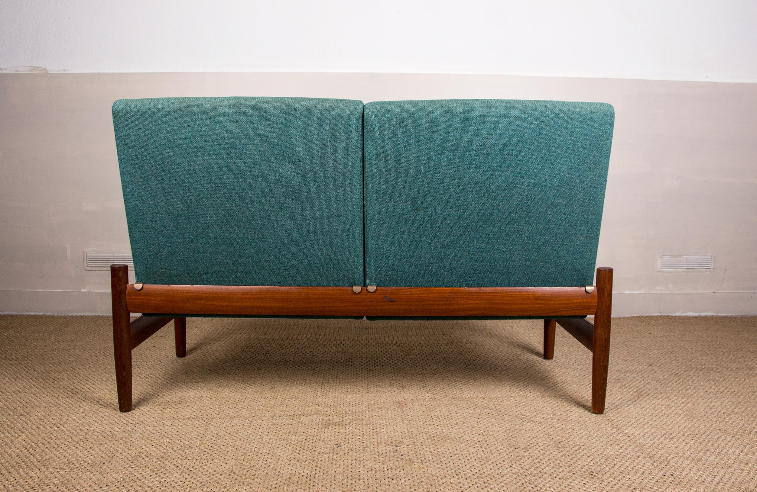 Scandinavian Teak & Fabric 2-Seat Sofa by Gunnar Sørlie for Karl Sørlie & Sønner 4