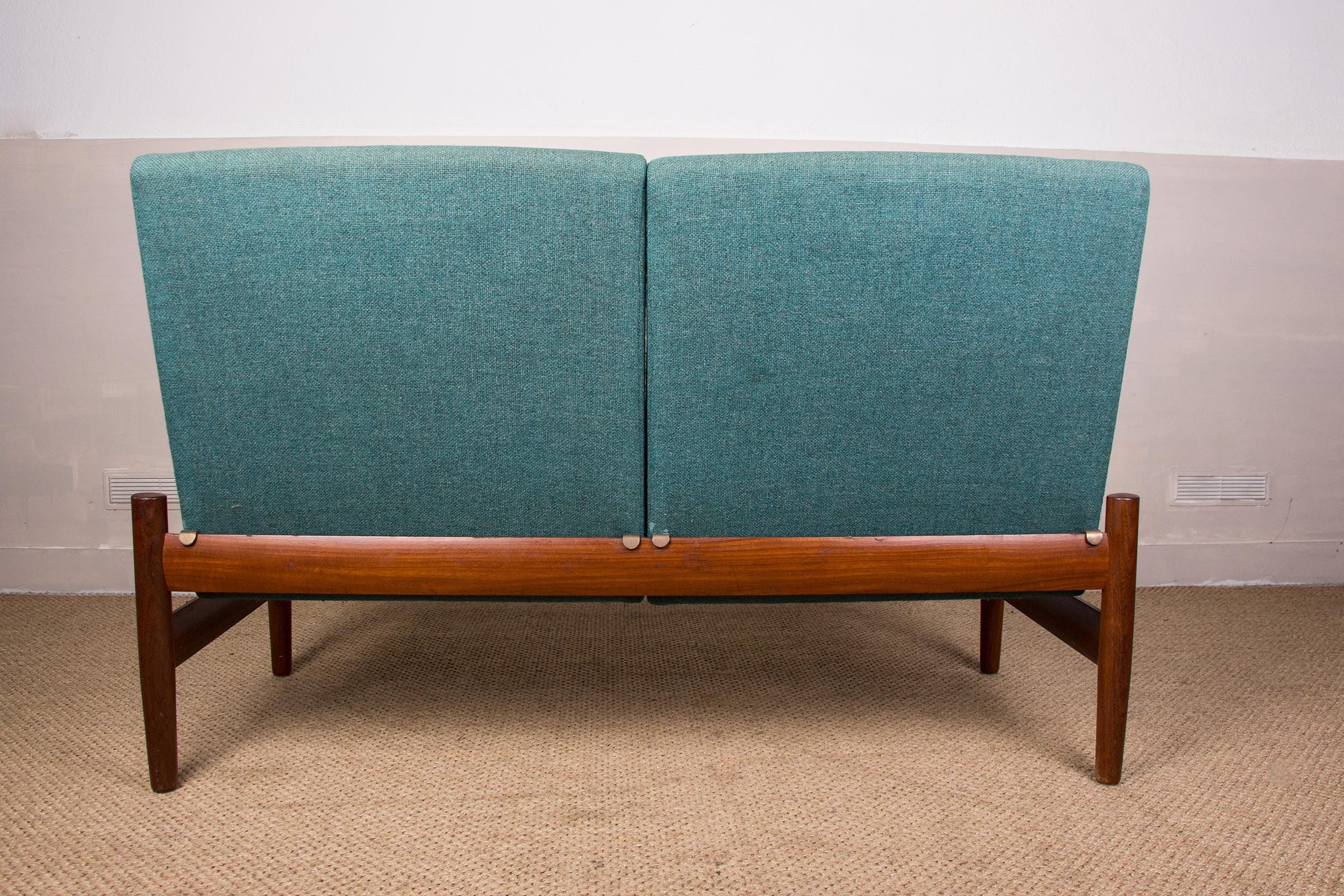 Scandinavian Teak & Fabric 2-Seat Sofa by Gunnar Sørlie for Karl Sørlie & Sønner 8