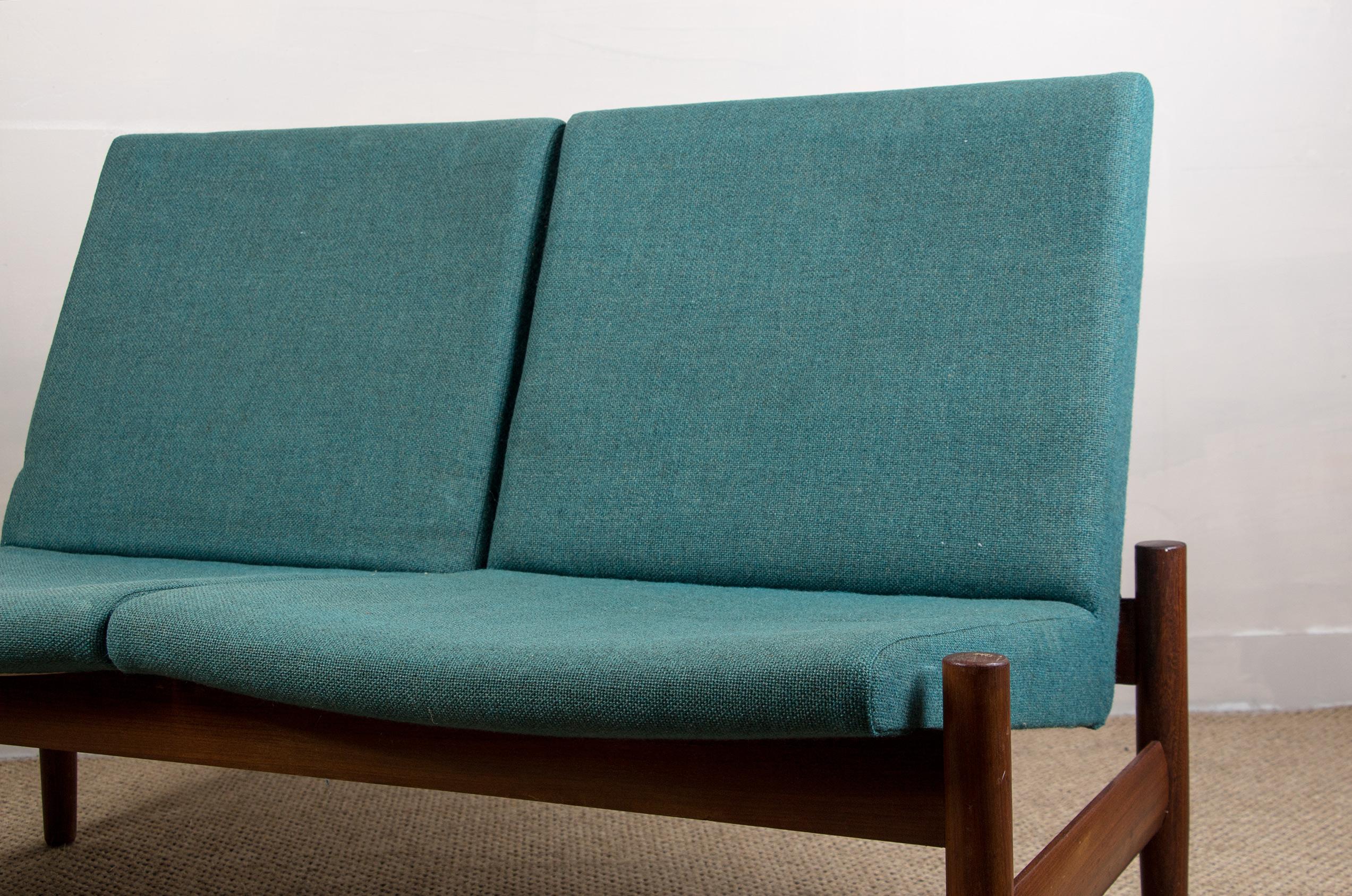 Scandinavian Modern Scandinavian Teak & Fabric 2-Seat Sofa by Gunnar Sørlie for Karl Sørlie & Sønner