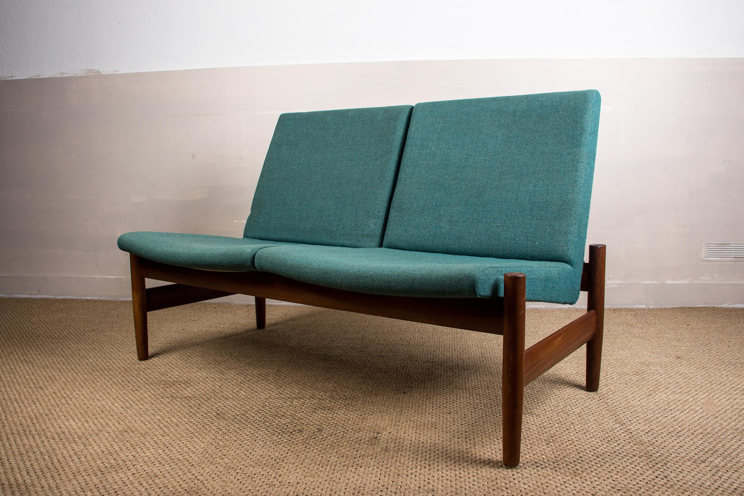 Mid-20th Century Scandinavian Teak & Fabric 2-Seat Sofa by Gunnar Sørlie for Karl Sørlie & Sønner