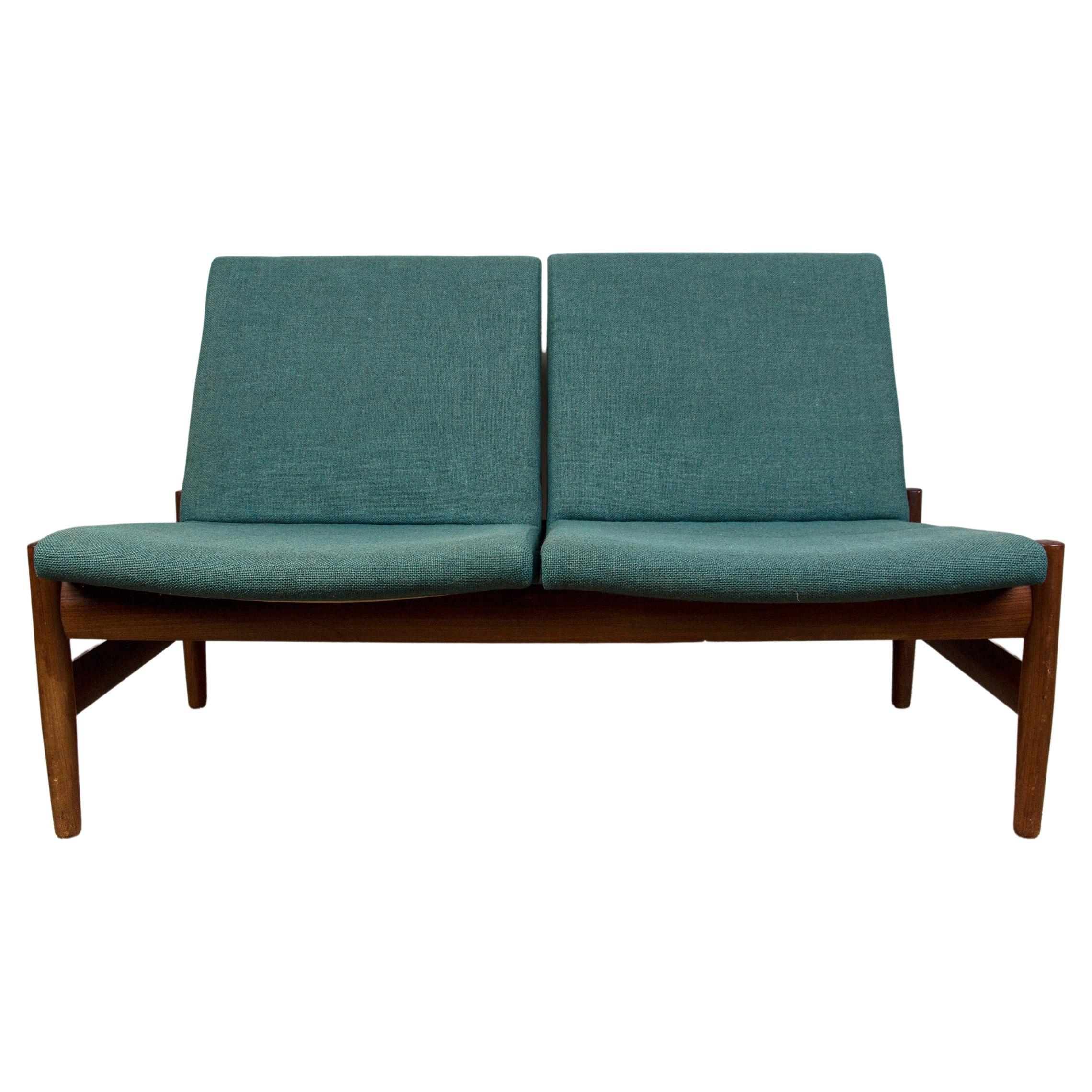 Scandinavian Teak & Fabric 2-Seat Sofa by Gunnar Sørlie for Karl Sørlie & Sønner