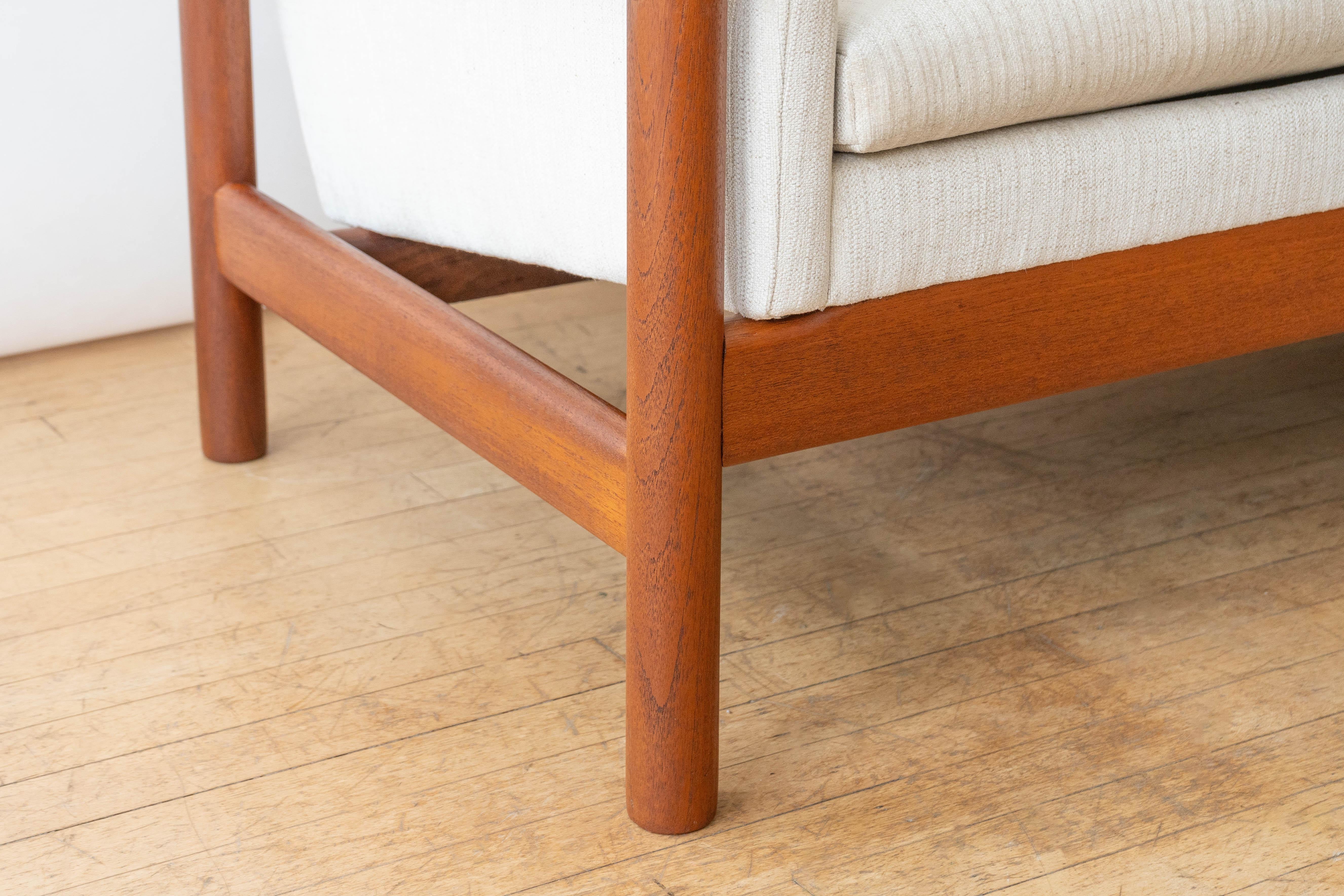Brass Scandinavian Teak Four-Seat Sofa