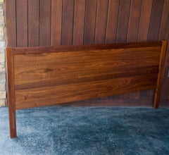 Scandinavian Teak & Grasscloth King Headboard Warm Farmhouse Rustic Cabinmodern