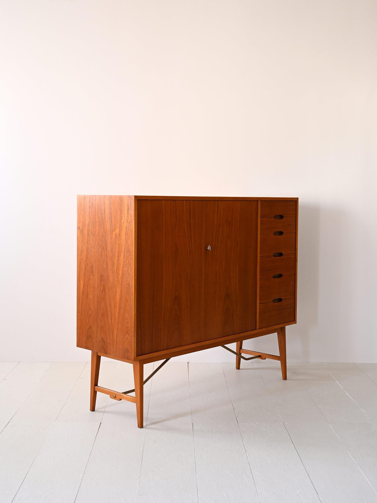 Mid-20th Century Scandinavian teak highboard with drawers For Sale