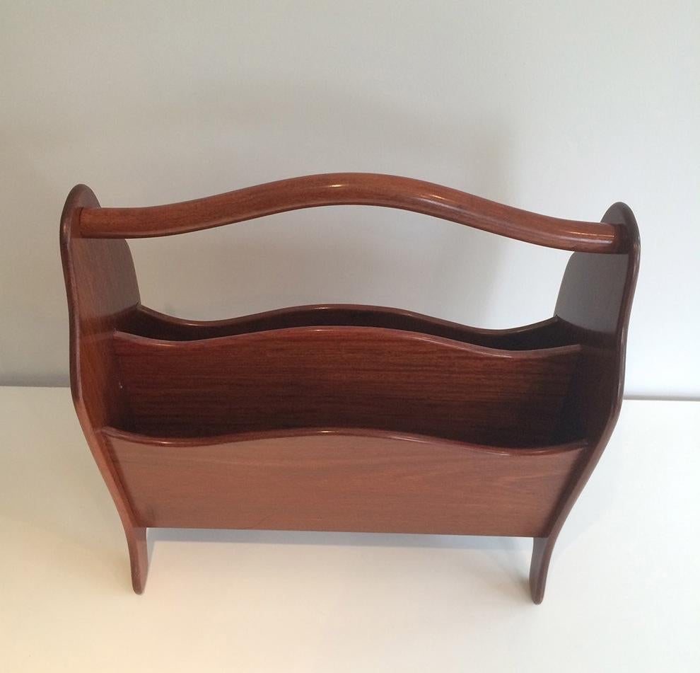 Scandinavian Teak Magazine Rack, Circa 1970 In Good Condition For Sale In Marcq-en-Barœul, Hauts-de-France