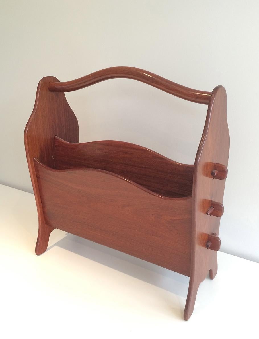 Late 20th Century Scandinavian Teak Magazine Rack, Circa 1970 For Sale