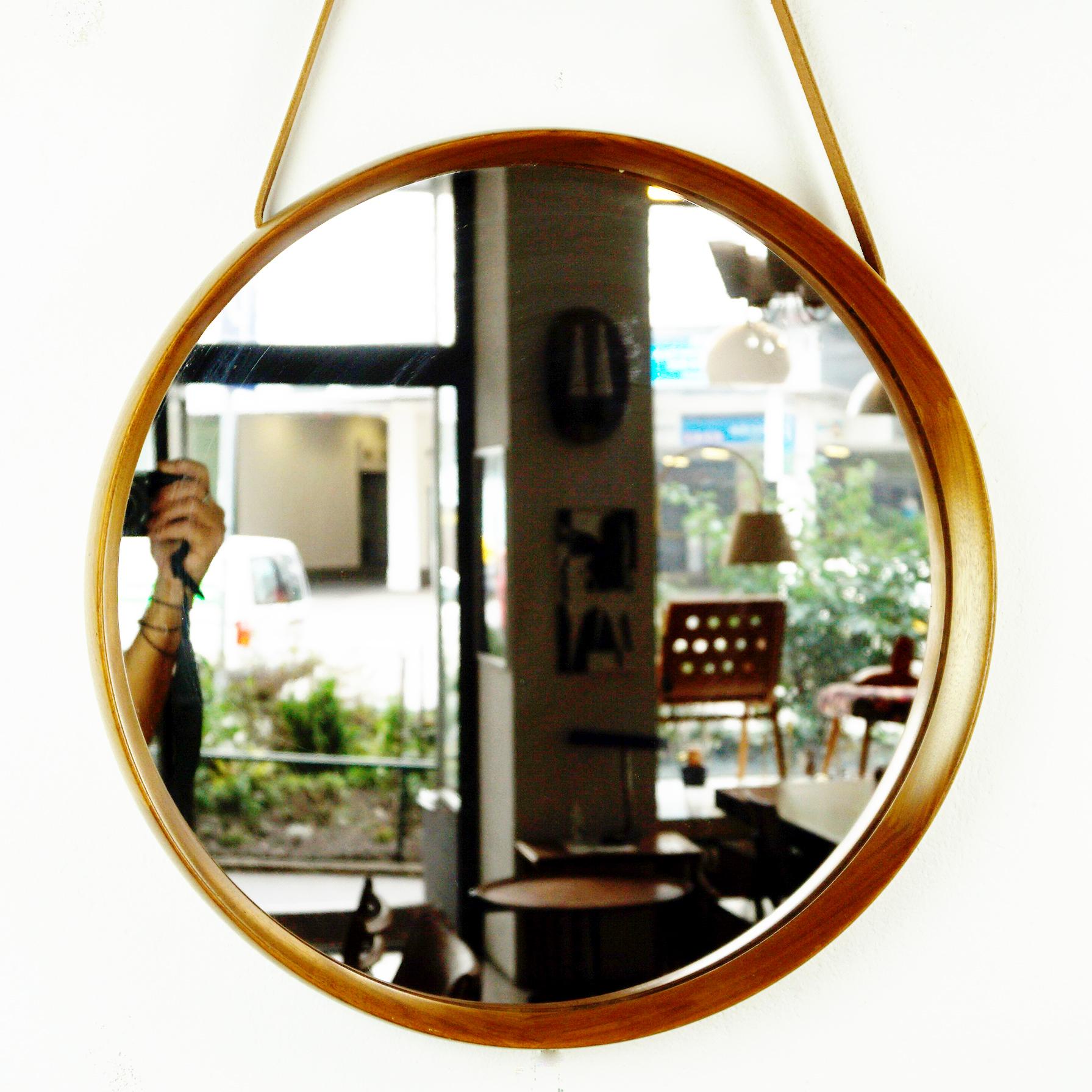 Scandinavian Teak Mirror by Uno and Osten Kristiansson for Luxus Vittsjö Sweden In Good Condition For Sale In Vienna, AT