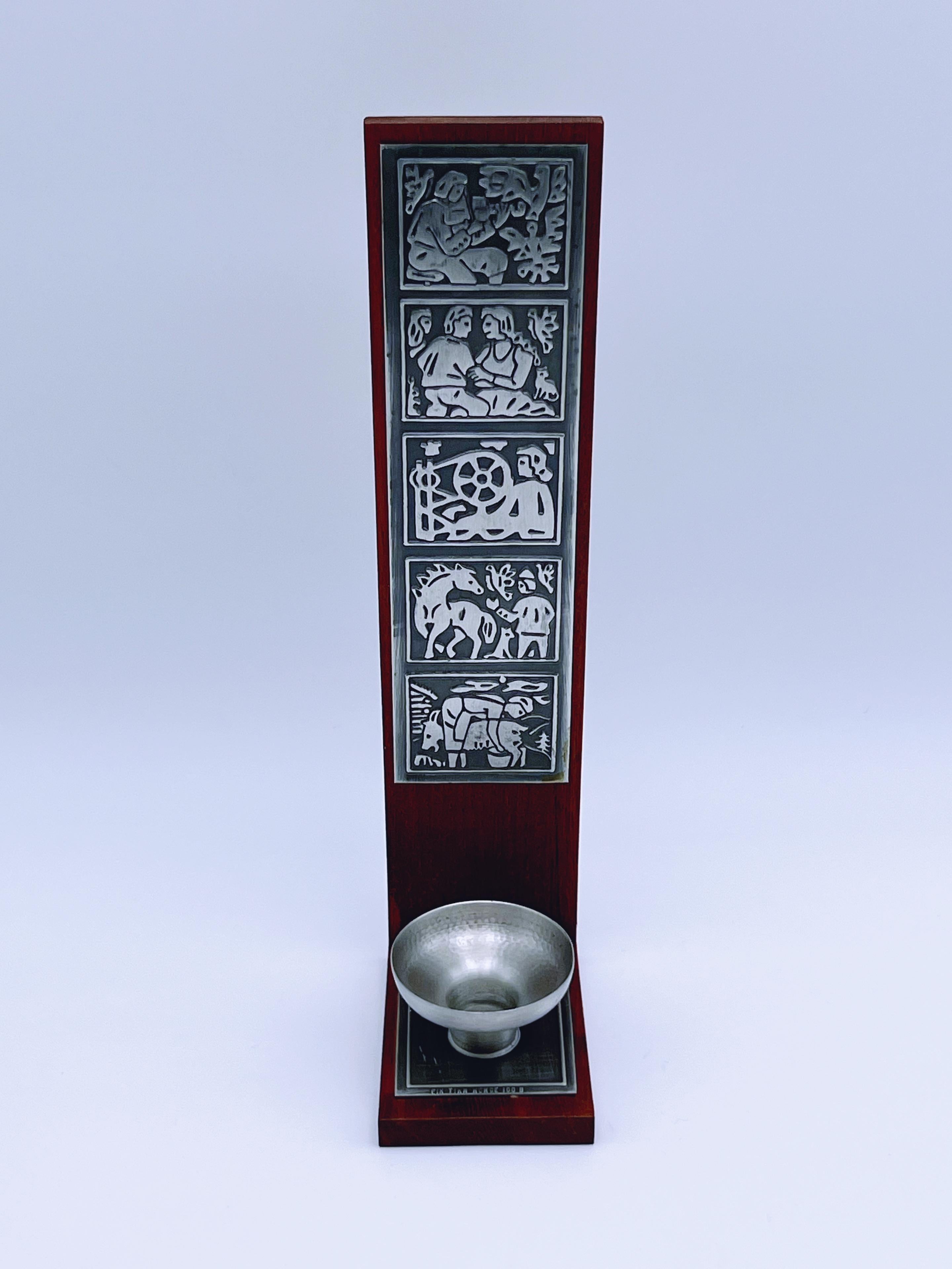 Candelero/soporte de pared escandinavo de teca y peltre, Noruega Años 60 Escandinavo moderno en venta