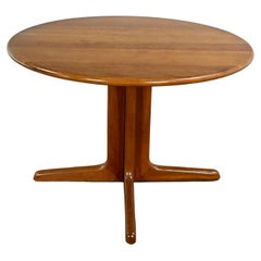 Retro Scandinavian Teak Round Top Pedestal Base Dining Table Kd Furniture by Sun Furn