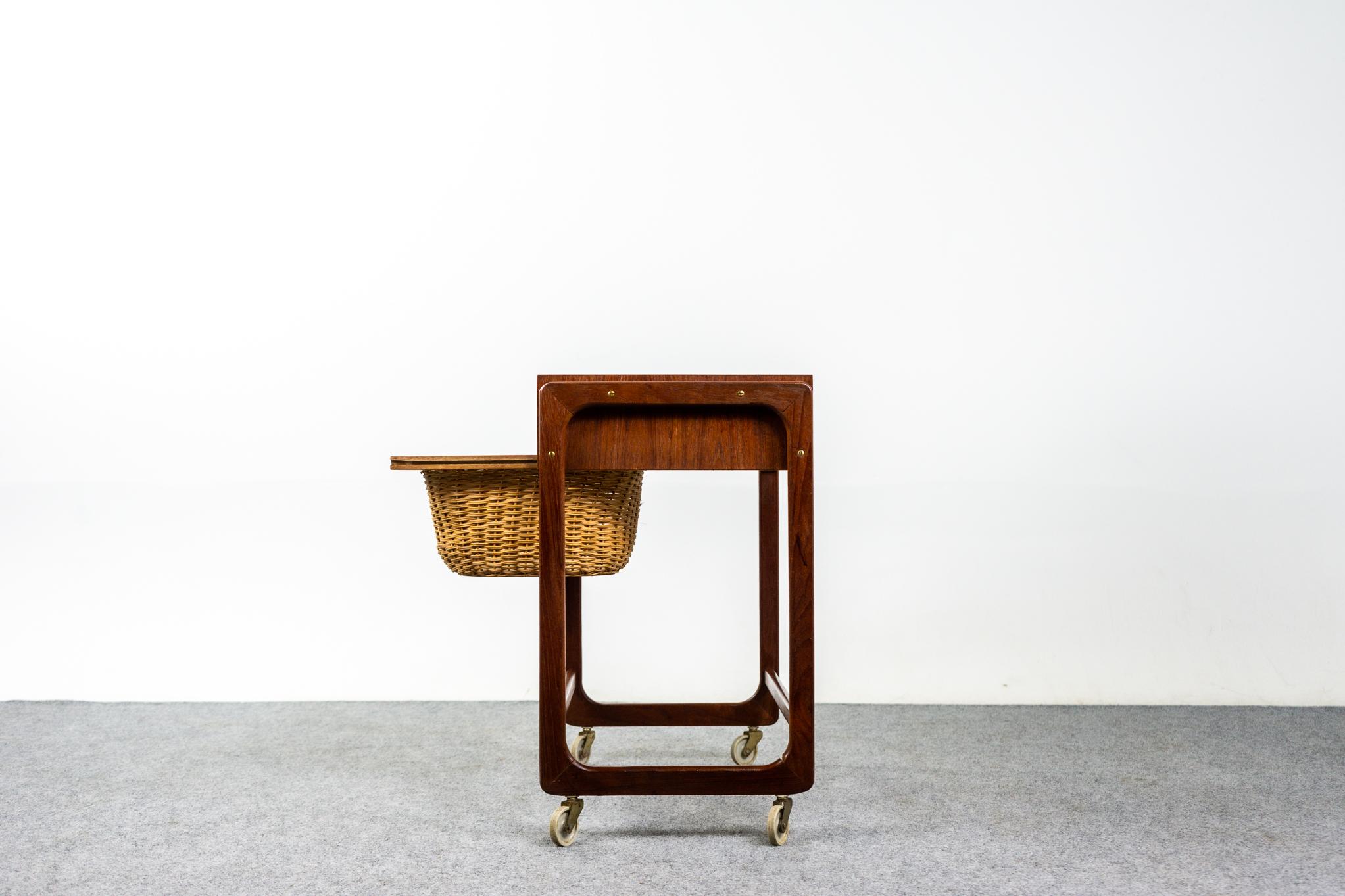 Scandinavian Teak Sewing Table with Basket 1