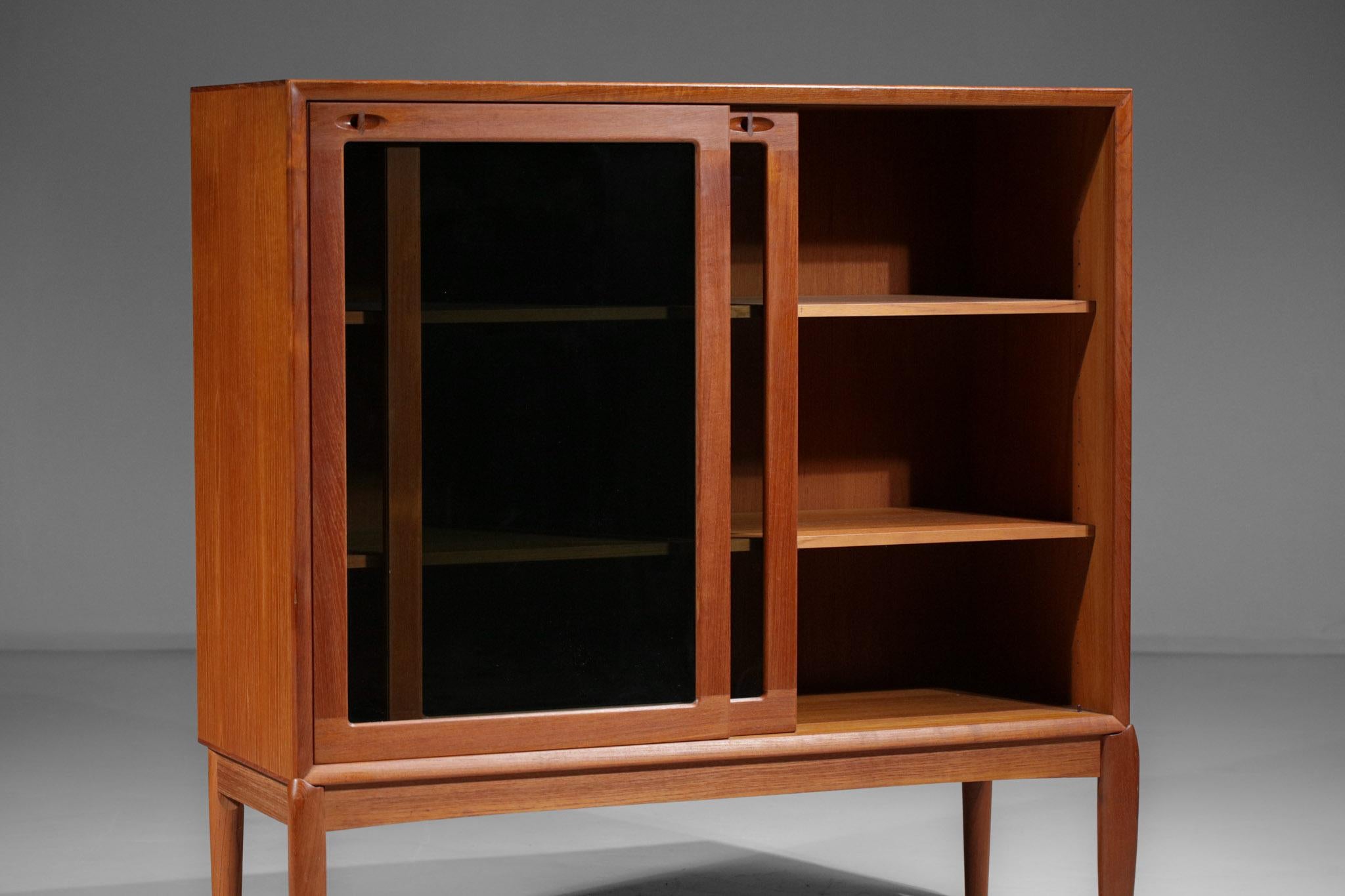 Glass Scandinavian Teak Showcase from the 60's by HW Klein Edited by Bramin For Sale