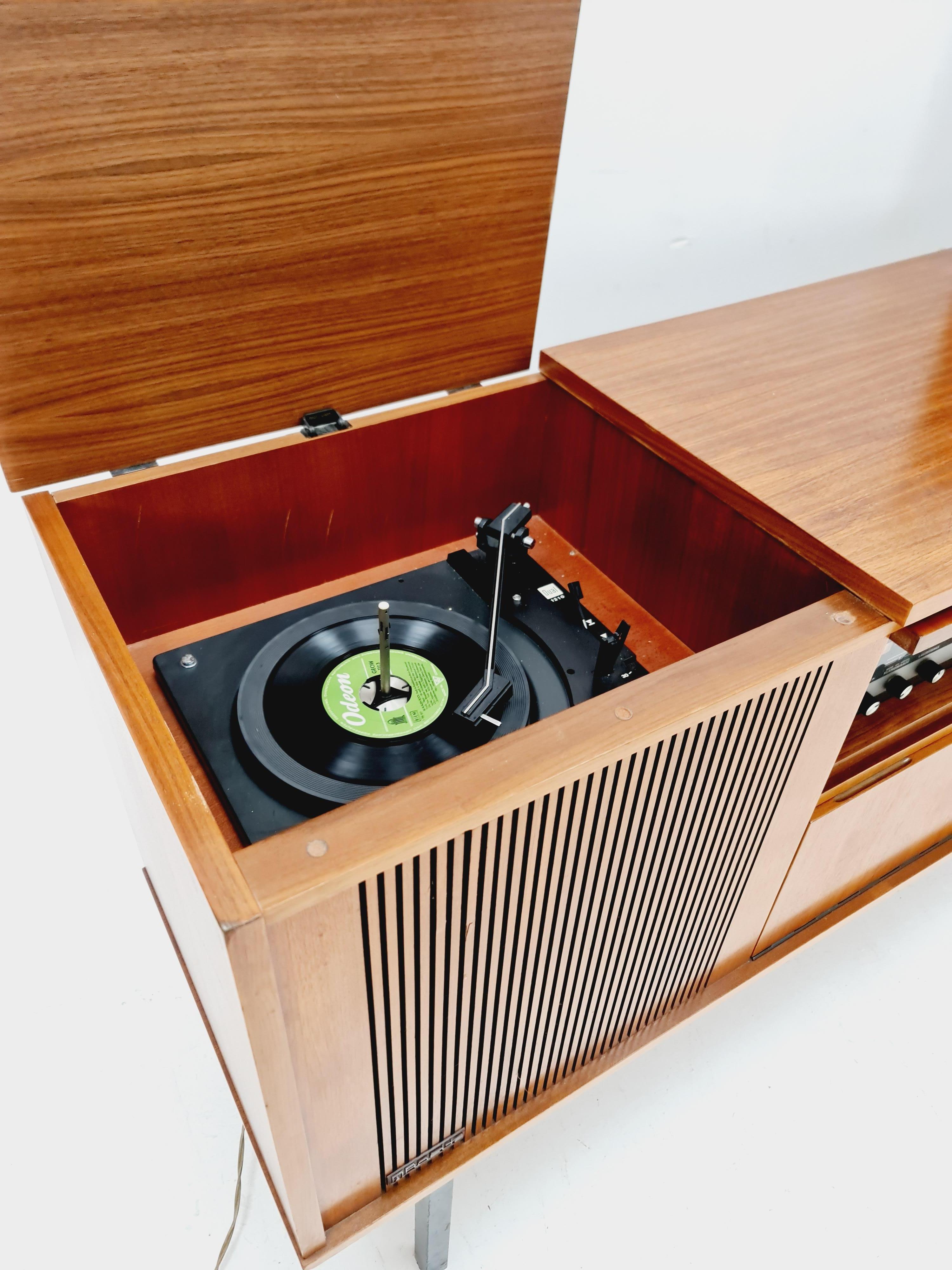 Mid-20th Century Scandinavian teak Sidboard Record player Dual 1210 , radio by Senderwahl For Sale