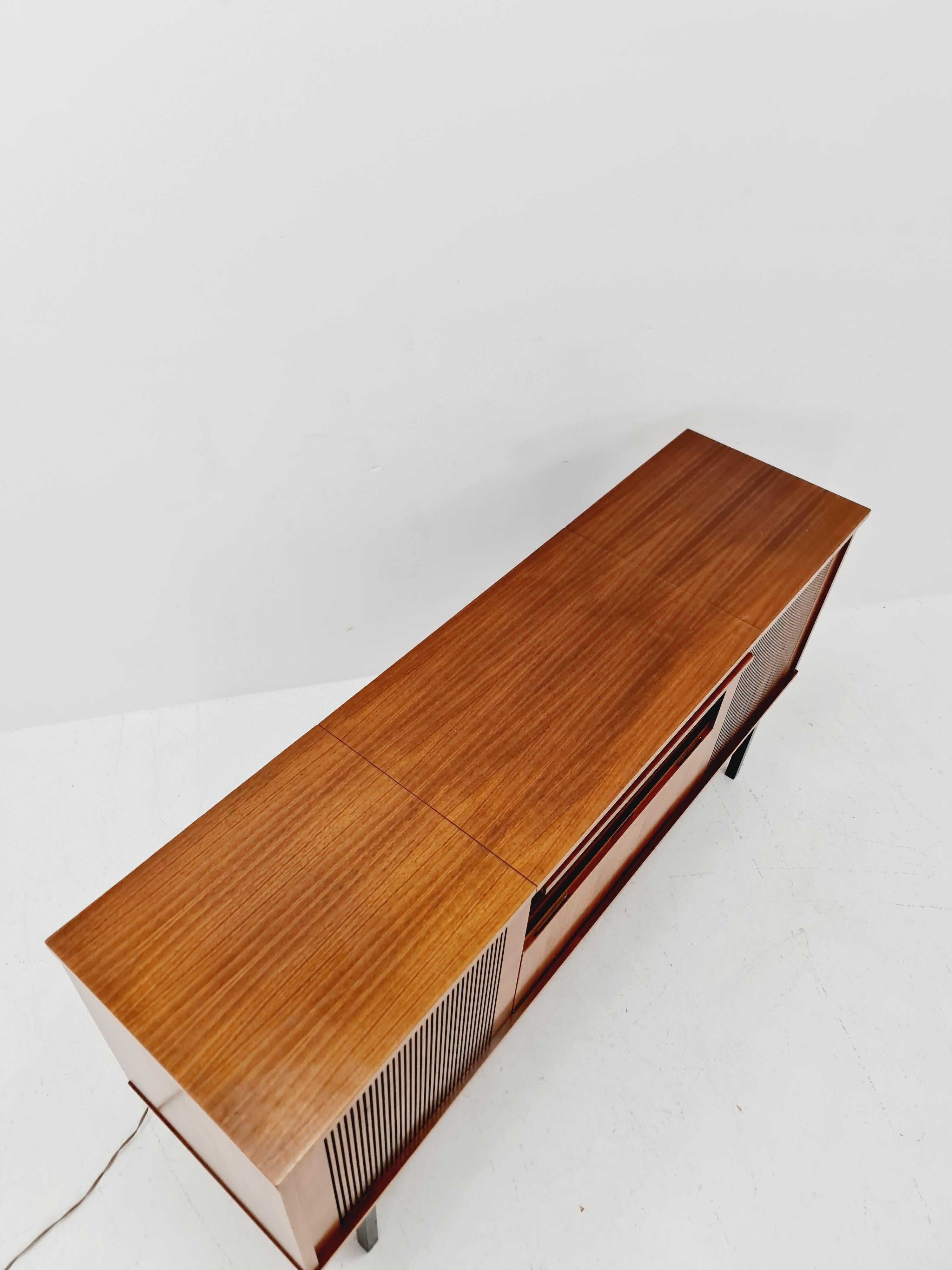 Teak Scandinavian teak Sidboard Record player Dual 1210 , radio by Senderwahl For Sale