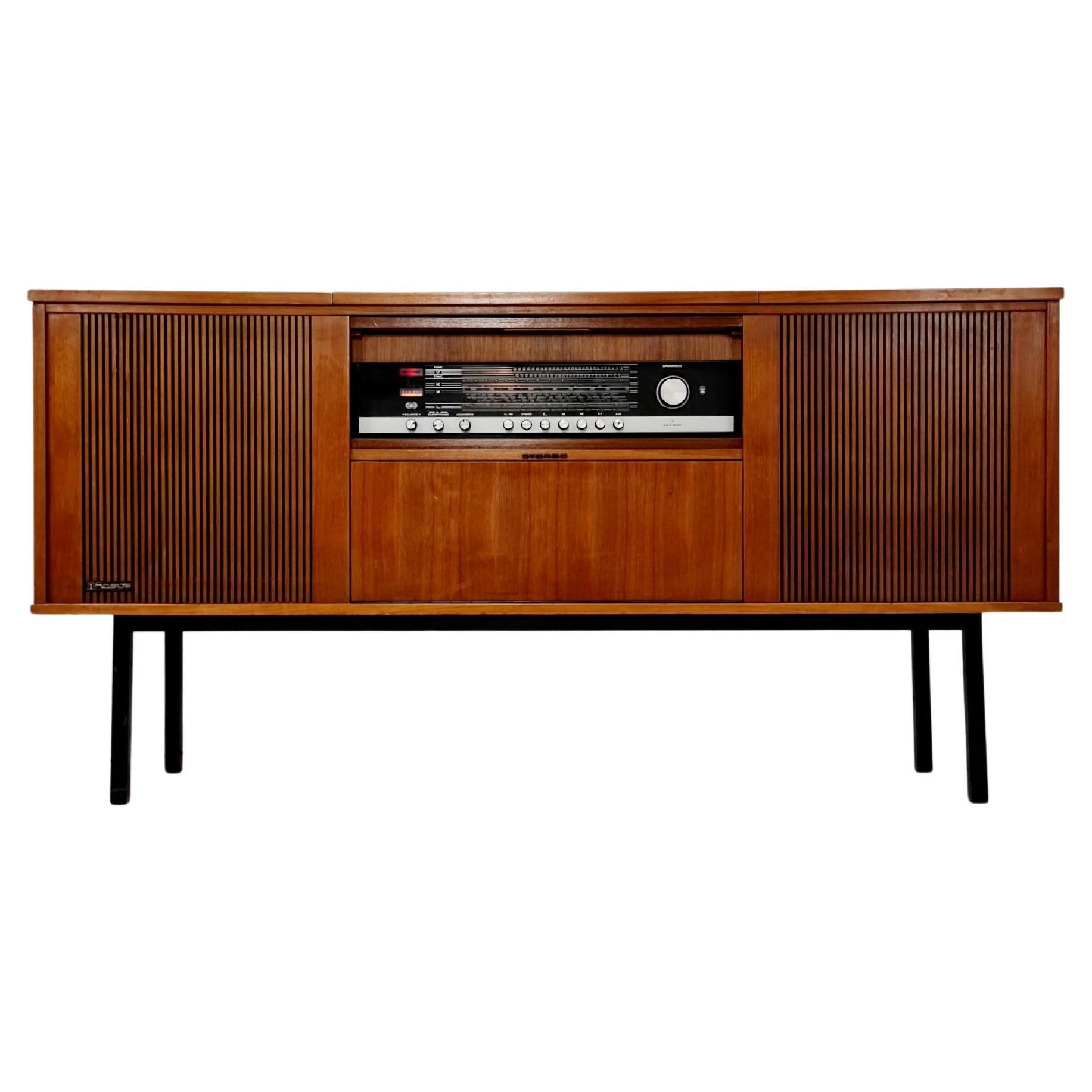 Scandinavian teak Sidboard Record player Dual 1210 , radio by Senderwahl For Sale