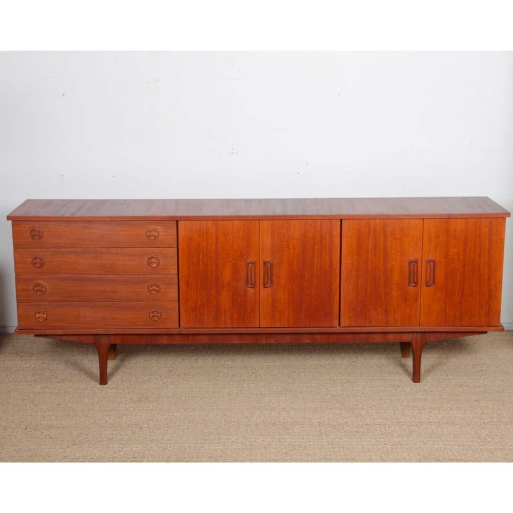 Teck Scandinavian teak sideboard from the 1960s en vente