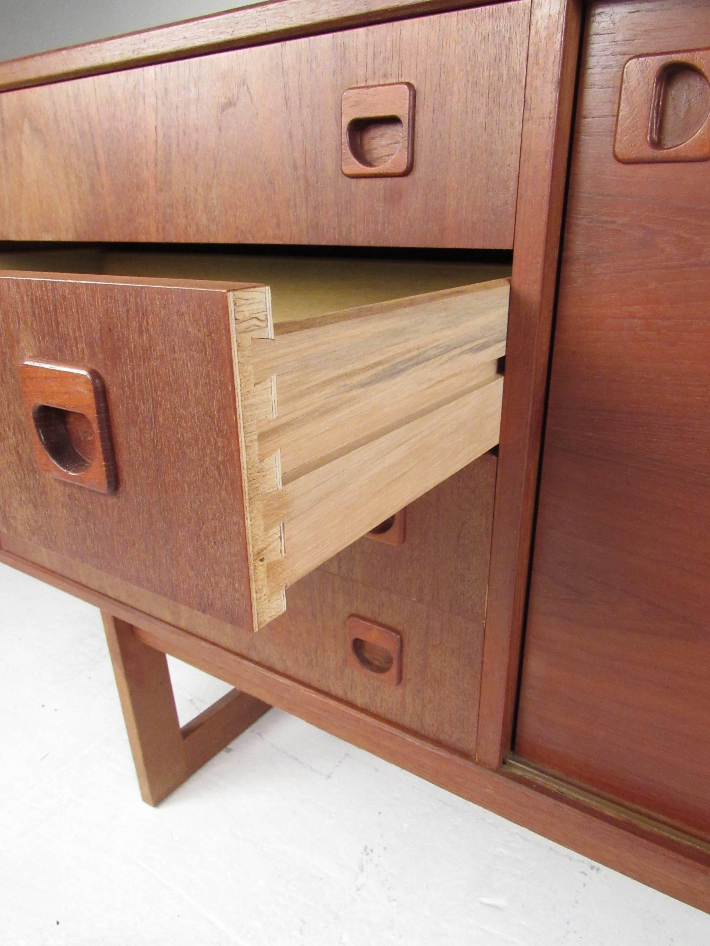 Mid-20th Century Scandinavian Teak Sideboard with Bookcase Topper