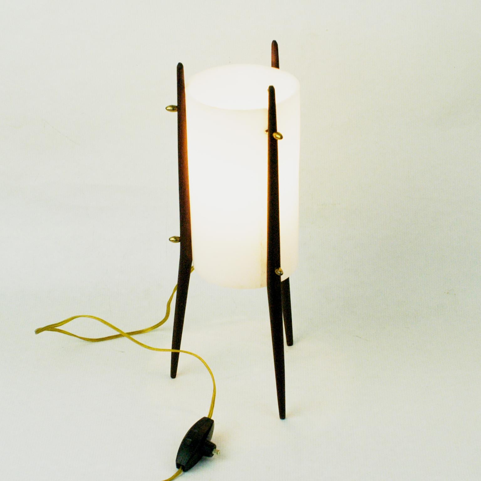 Brass Scandinavian Teak Table Lamp Attr. to U. & Ö. Kristiansson for Luxus Sweden For Sale