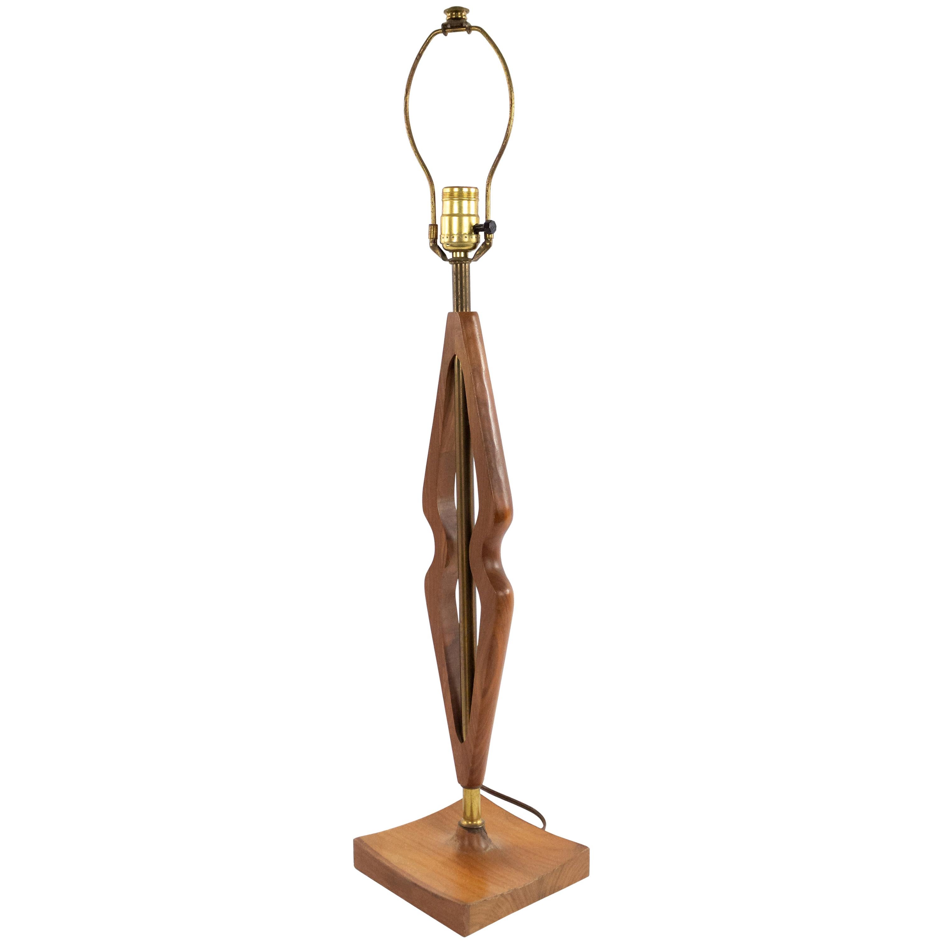 Scandinavian Teak Table Lamp For Sale