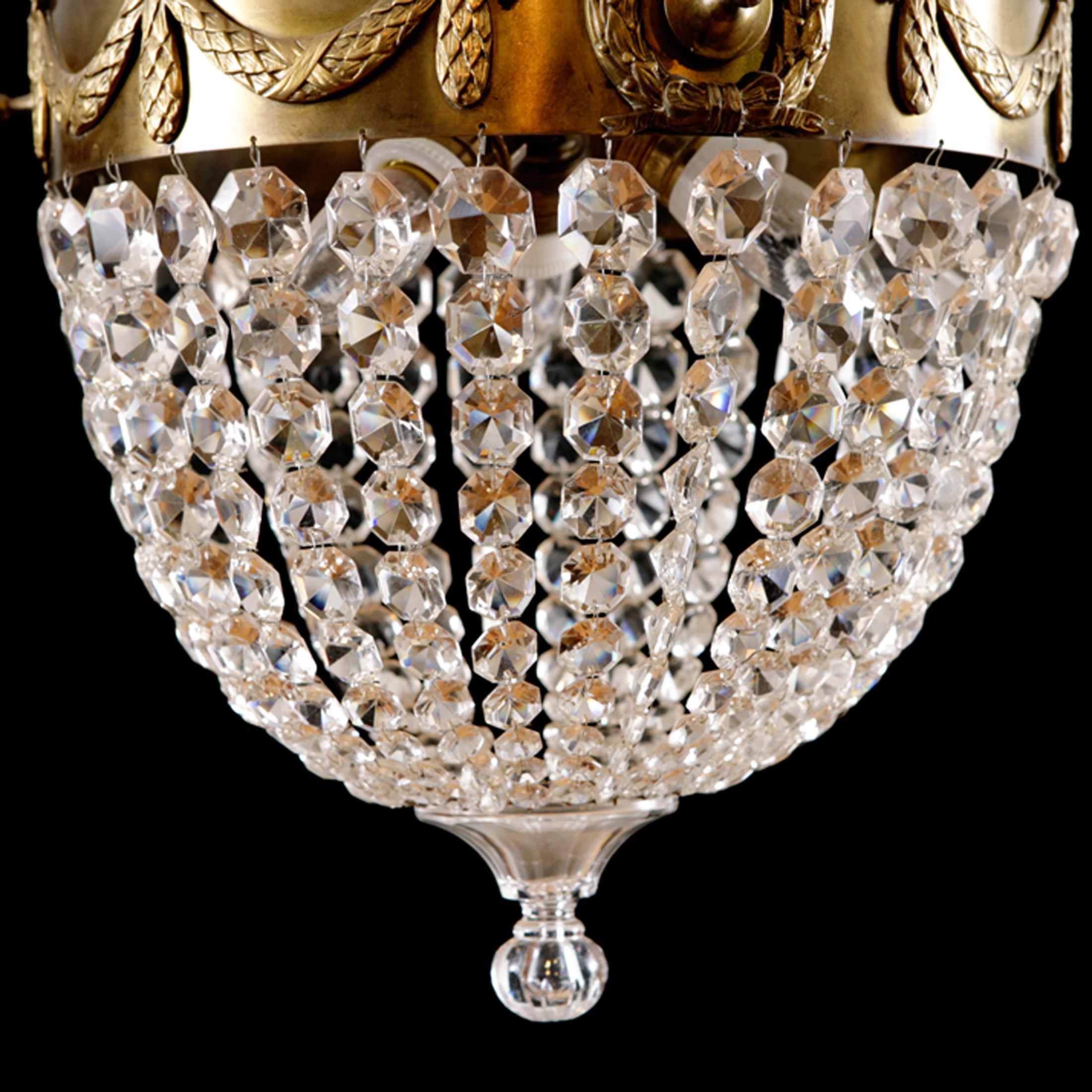 Antike schwedische Art-Déco-Tasche und Zelt-Kristall-Kronleuchter im Empire-Stil (Empire Revival) im Angebot