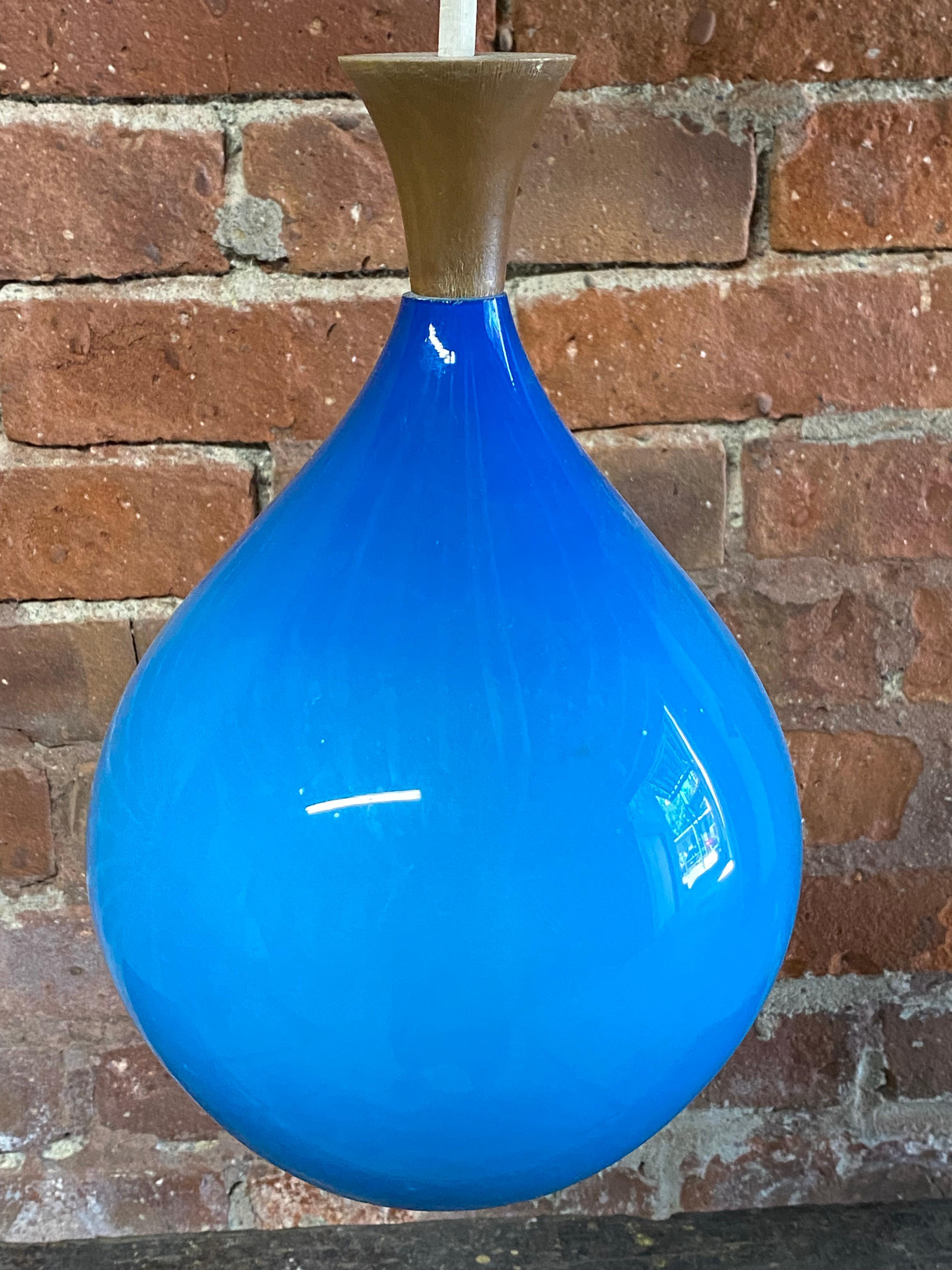 blue glass pendant shade