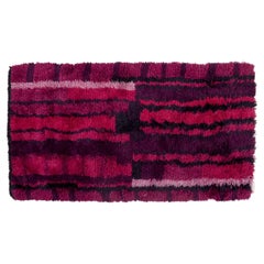 Designer textile scandinave. Tapis en coton rya à motif abstrait, vers les années 1970