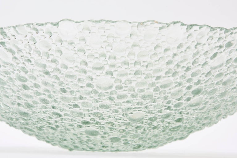 Scandinavian Textural and Sculptural Vintage Bubble Glass Bowl at