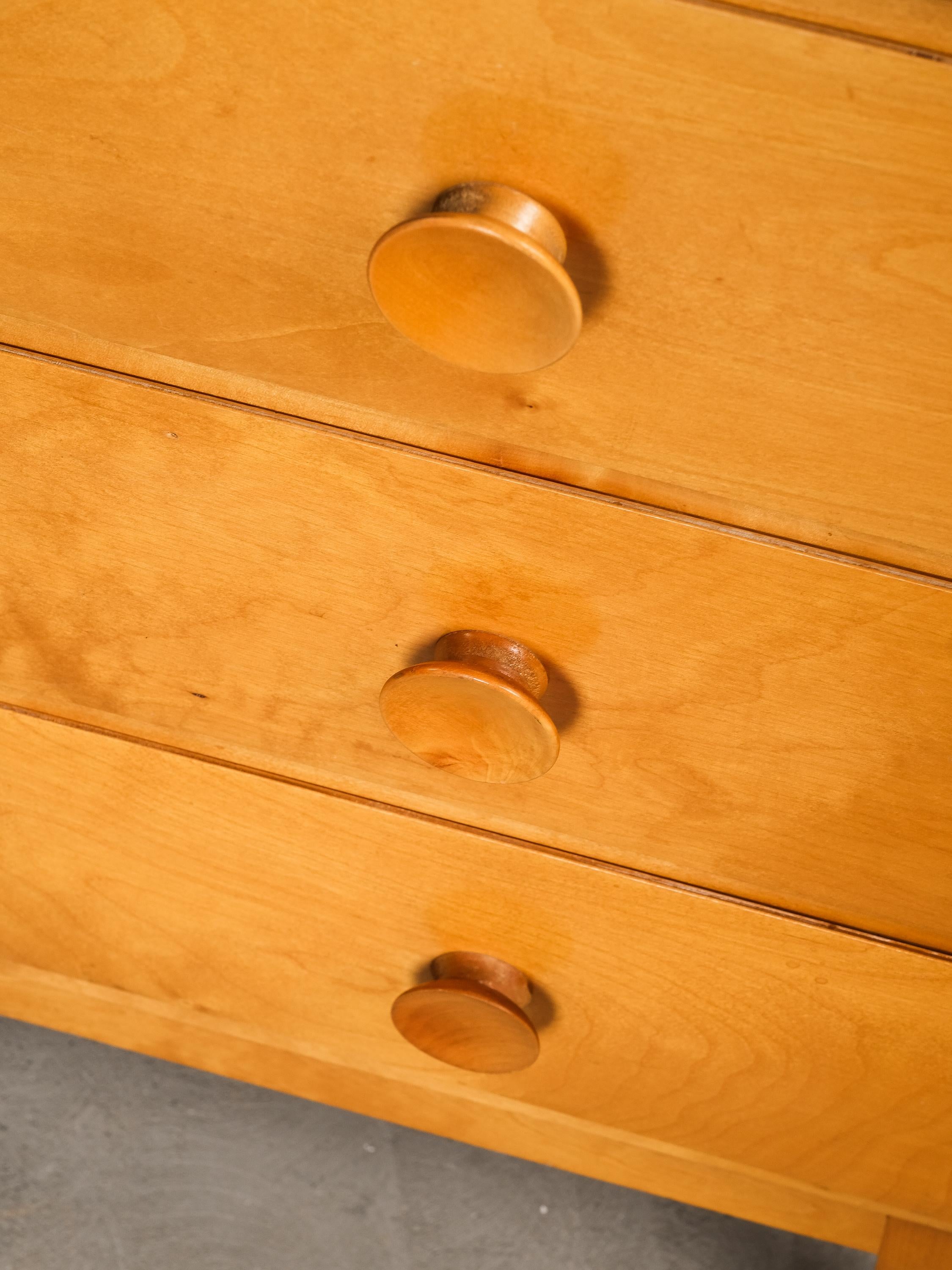 Mid-20th Century Scandinavian Three Drawer Chest in Birch, 1940s For Sale