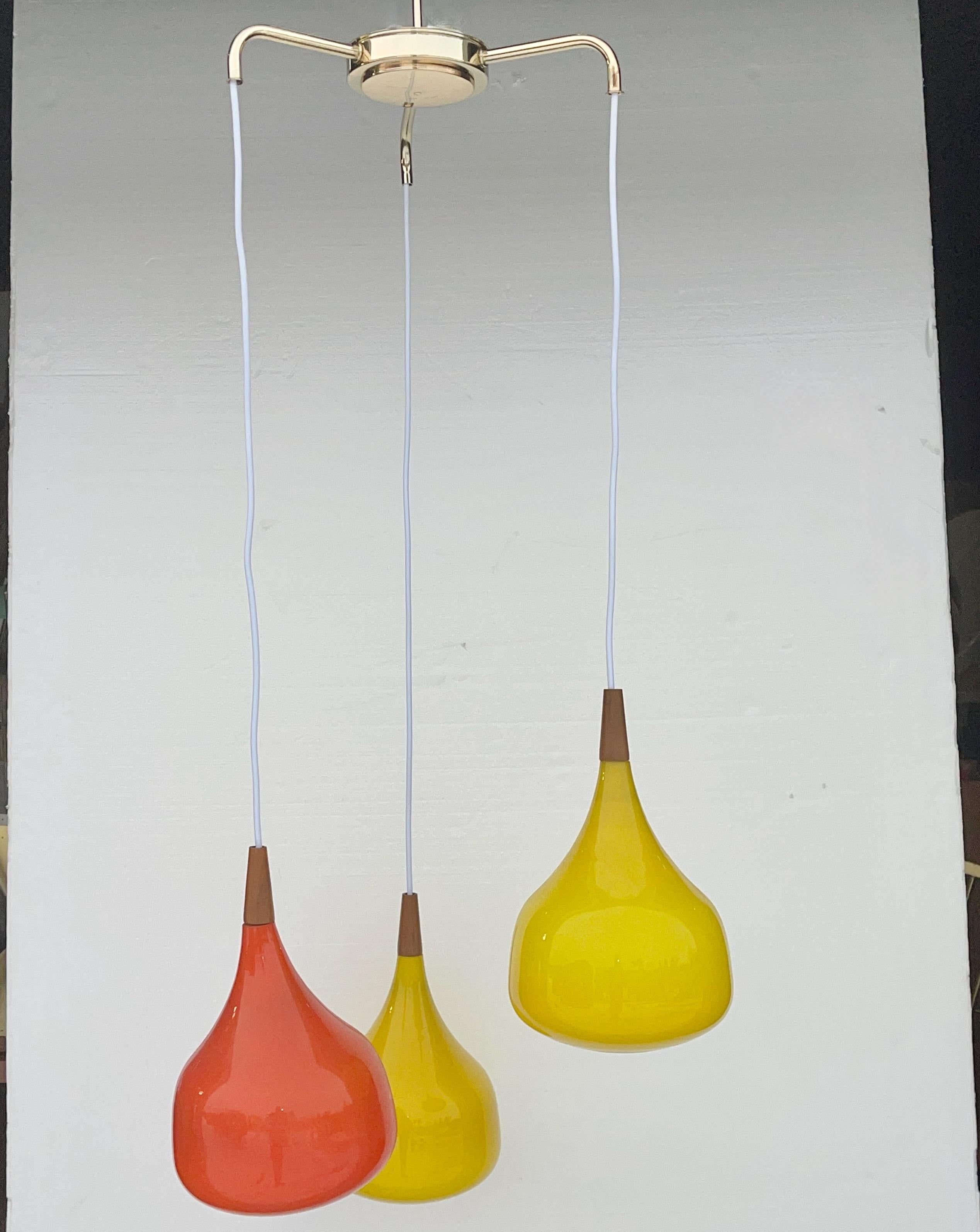 Swedish Scandinavian Three Globe Pendant by Progress Lighting For Sale