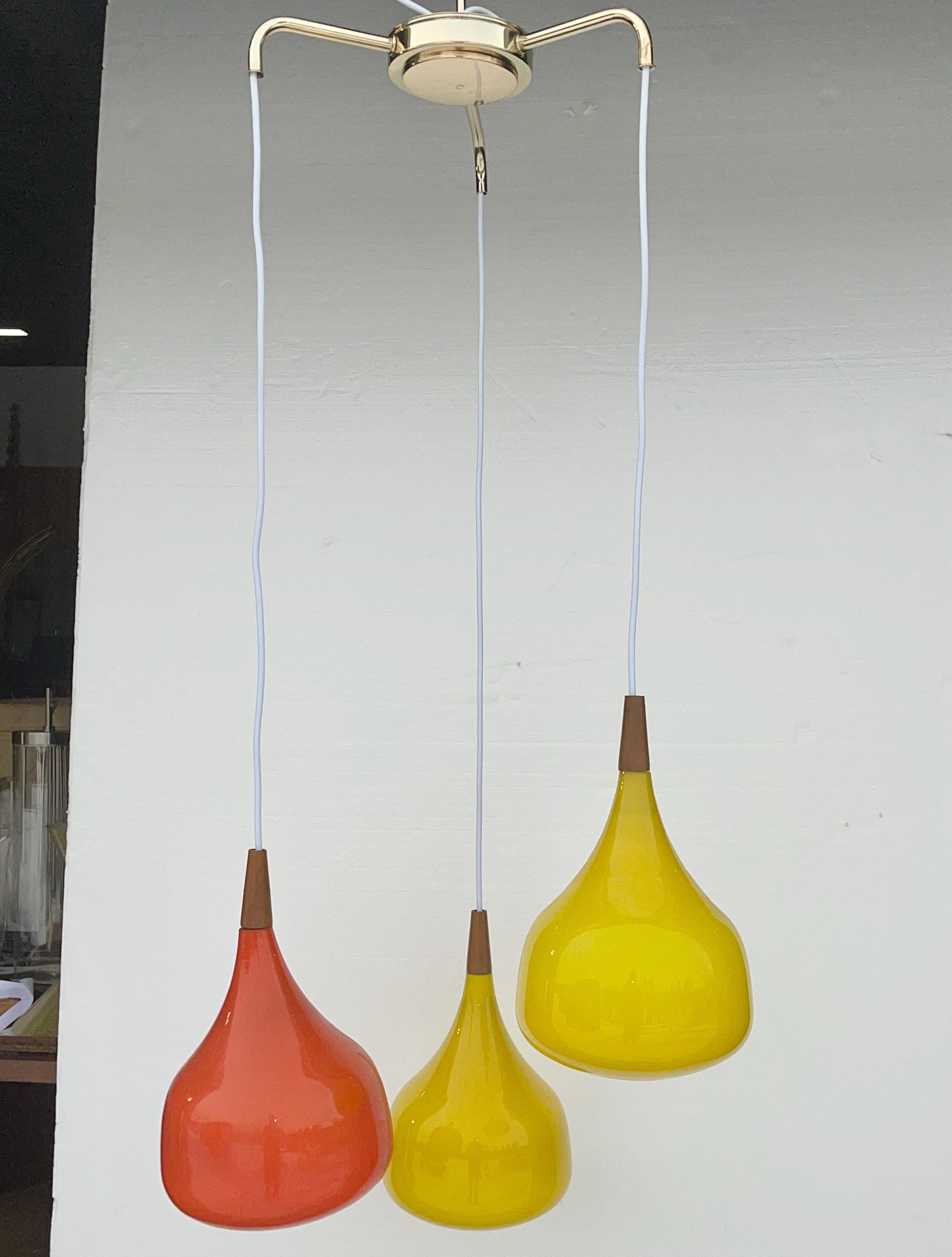 Plated Scandinavian Three Globe Pendant by Progress Lighting For Sale