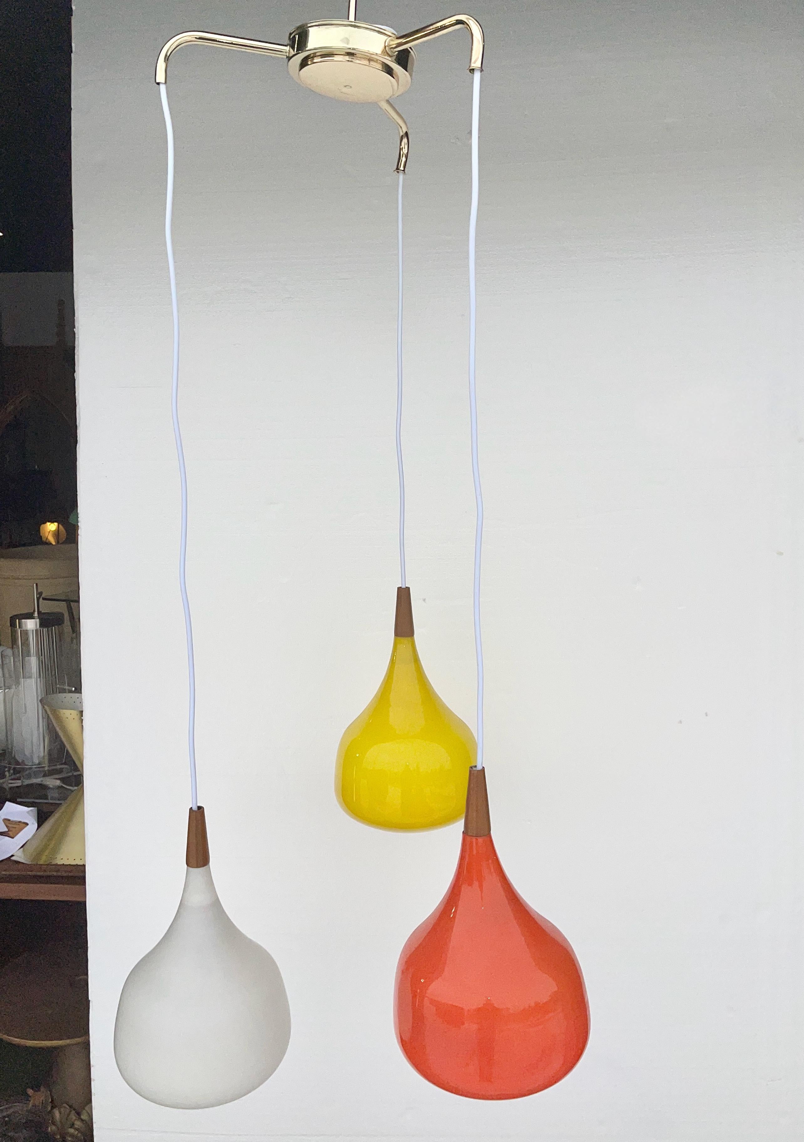 Swedish Scandinavian Three Globe Pendant For Sale