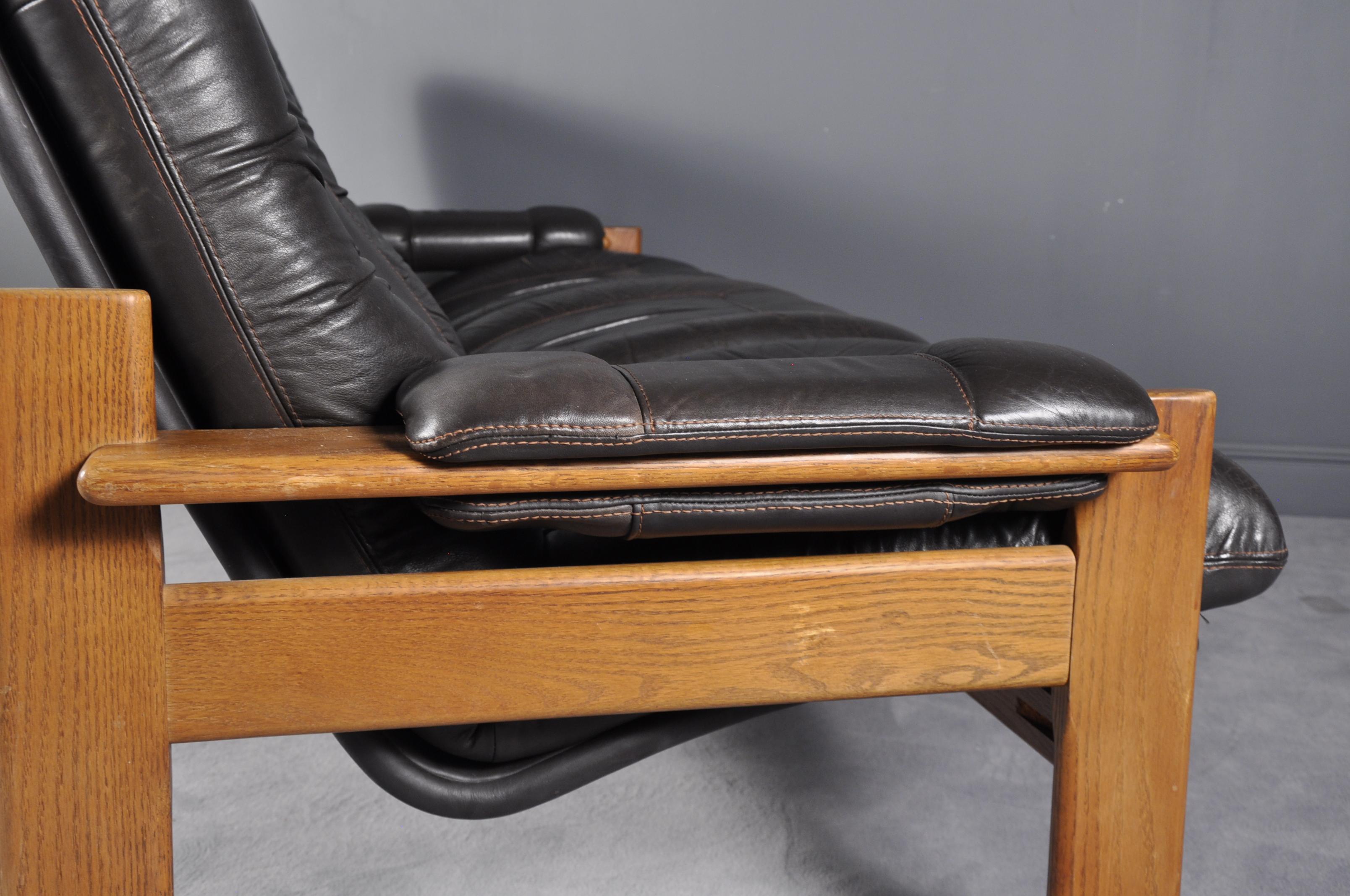 Mid-20th Century Scandinavian Three-Seat Leather Sofa, 1960s