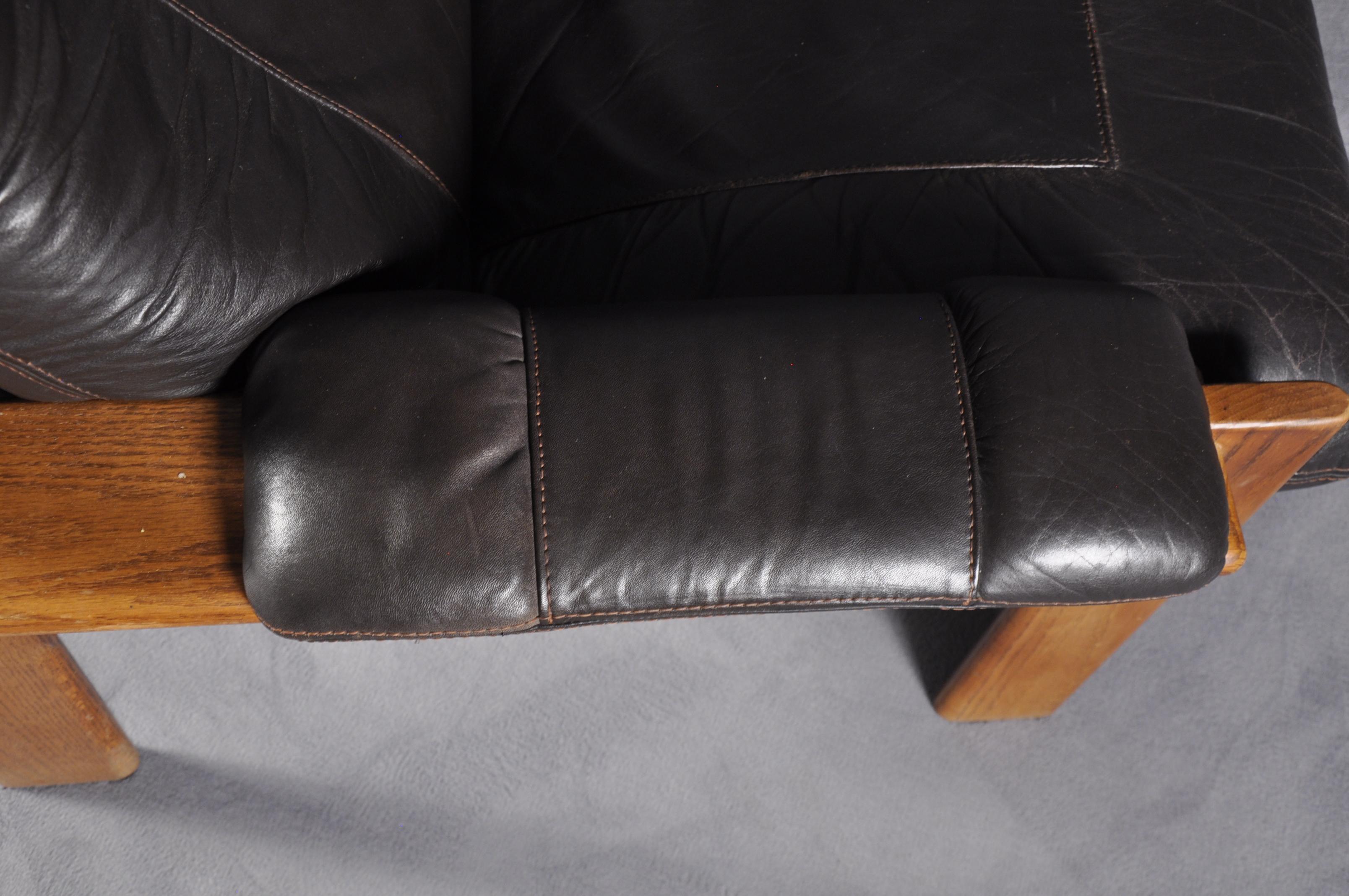 Scandinavian Three-Seat Leather Sofa, 1960s 1