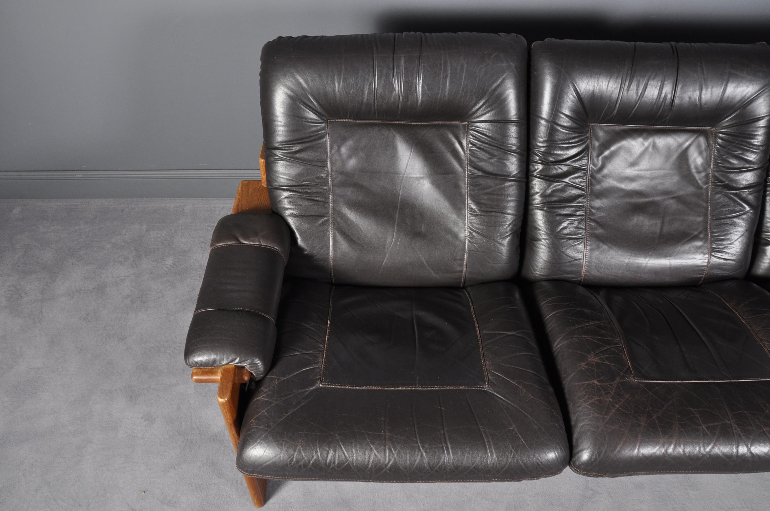 Scandinavian Three-Seat Leather Sofa, 1960s 2