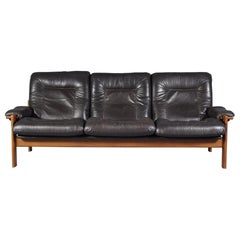 Scandinavian Three-Seat Leather Sofa, 1960s