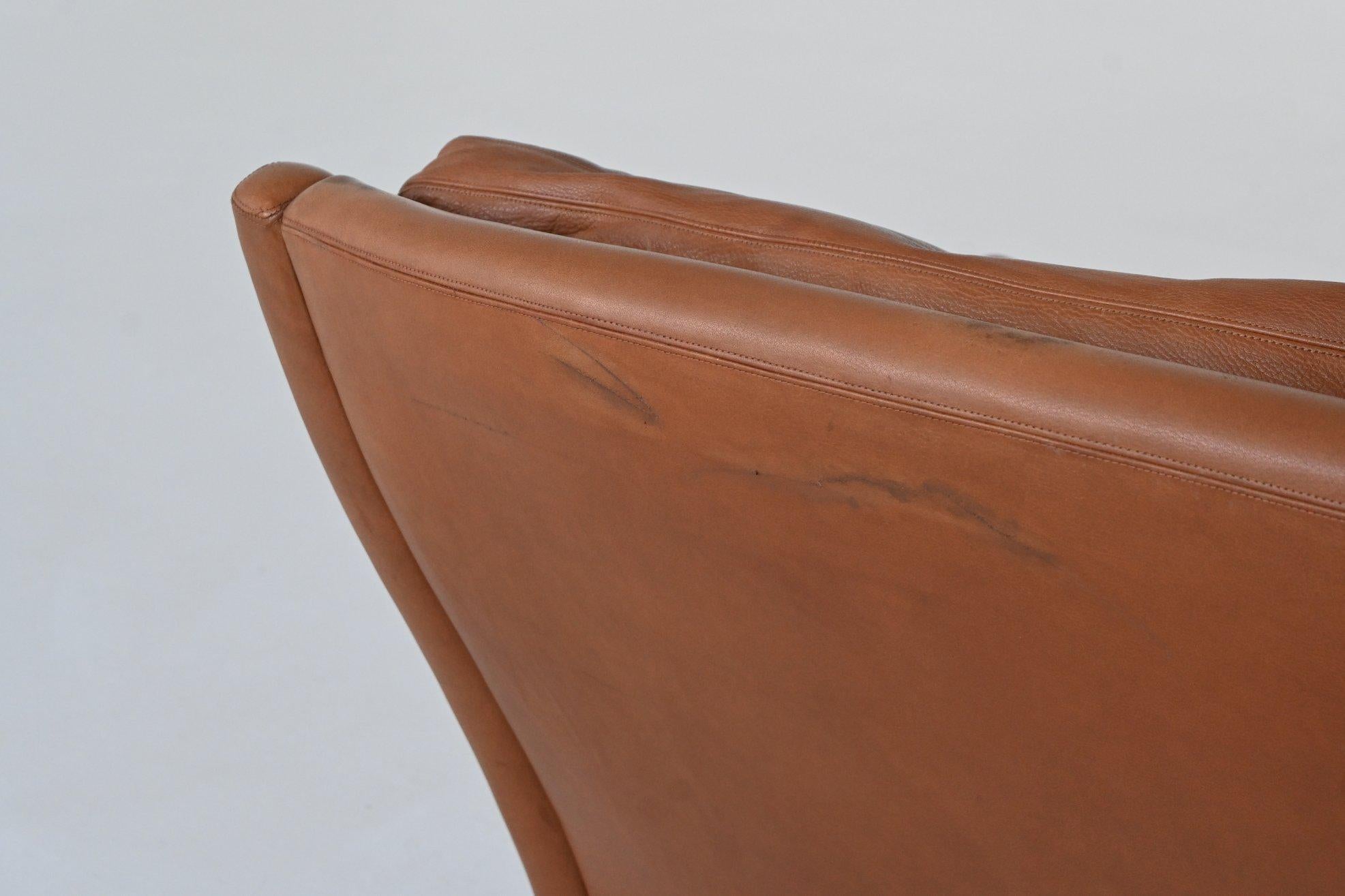 Divano scandinavo a tre posti in palissandro e pelle marrone Danimarca 1960 in vendita 12