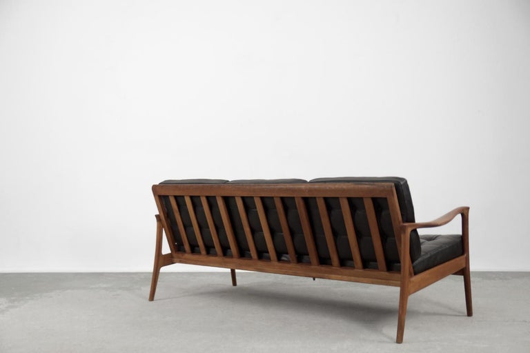 Vintage Scandinavian Modern Leather Sofa by C.E. Johansson for Bejra Möbel For Sale 14