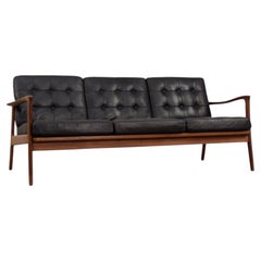 Vintage Scandinavian Modern Leather Sofa by C.E. Johansson for Bejra Möbel