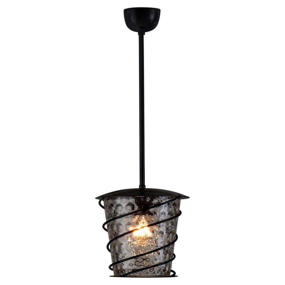 Lampada da soffitto scandinava in latta e vetro, Scandinavia anni '20