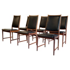 Scandinavian Torbjørn Afdal  rosewood and leather dining chairs, Norway 1960