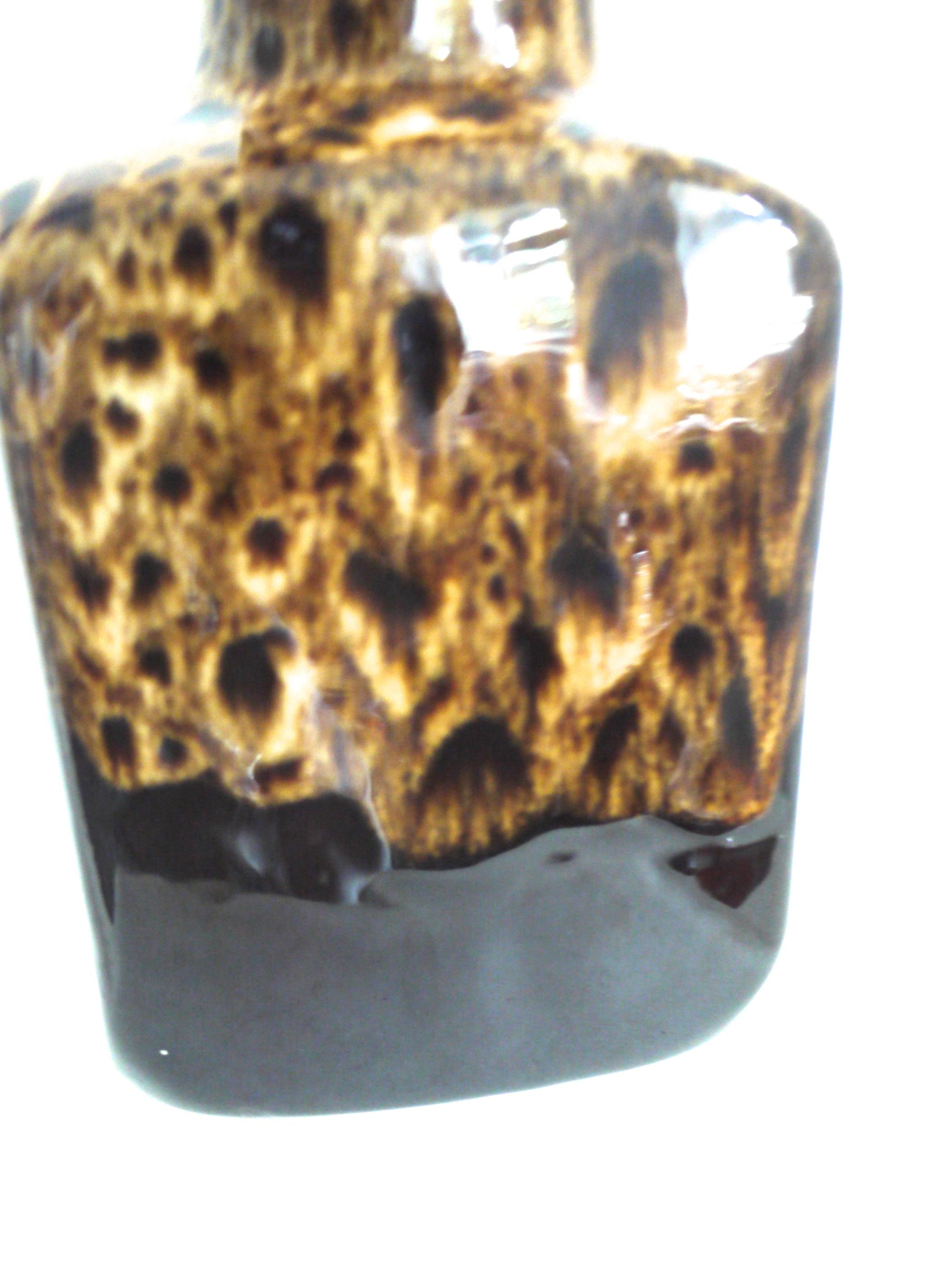 French Scandinavian Tortoishell Glaze Ceramic 'Stubby' Flacon' Barware, Mid-1960s For Sale