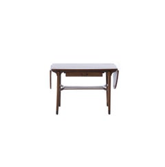 Scandinavian Transitional Modern Oval Drop Leaf Coffee Table w/Drawer