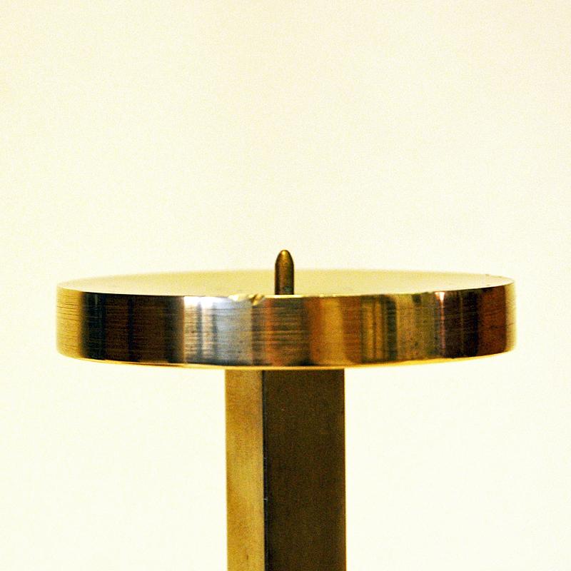 Polished Scandinavian Triangle Brass Candleholder, 1970s