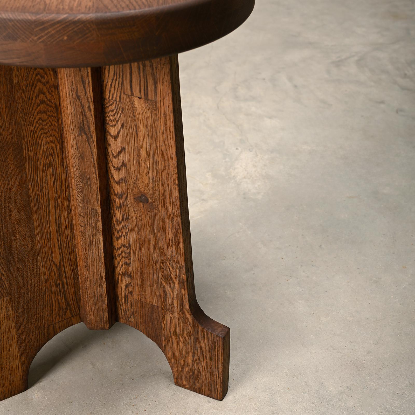 Scandinavian tripod Stools or Side Tables in Art Deco style solid stained Oak For Sale 7