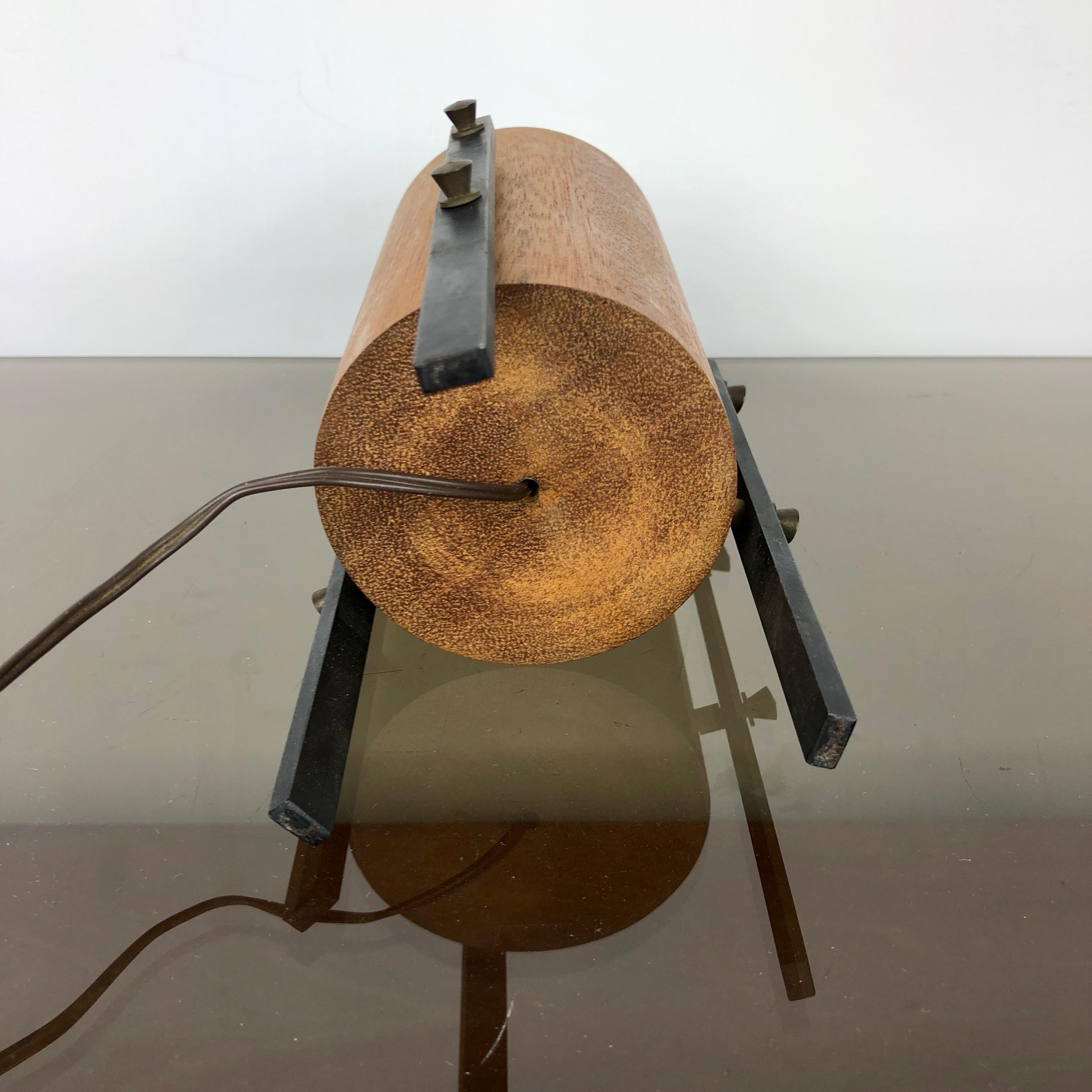 Scandinavian Tripod Table Lamp in Teak and Metal, 1960s For Sale 1