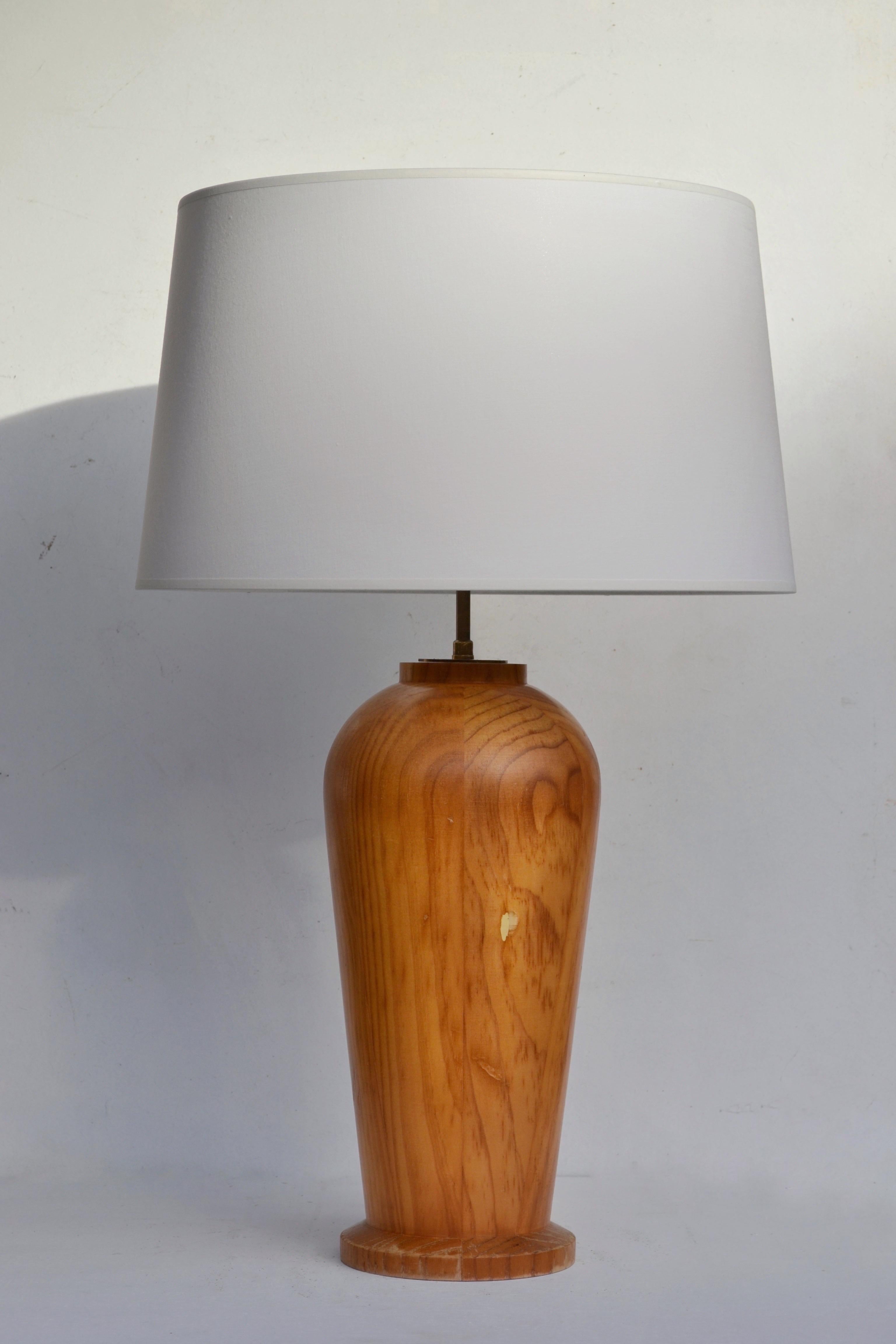 Scandinavian Modern Scandinavian Turned Pine Table Lamp, 1970s For Sale