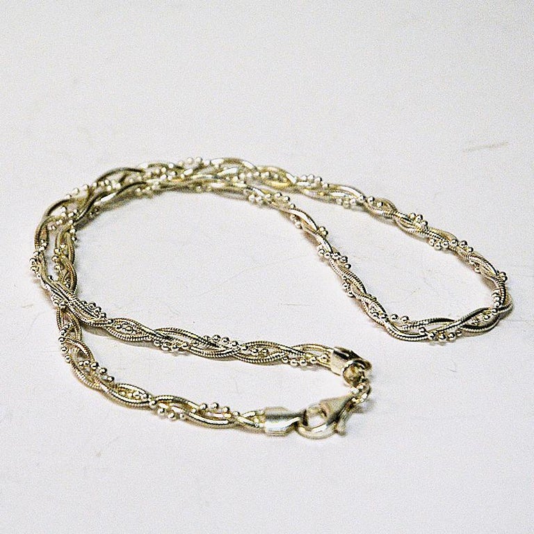 Scandinavian Twisted Vintage Silver Necklace, 1960s In Good Condition For Sale In Stockholm, SE