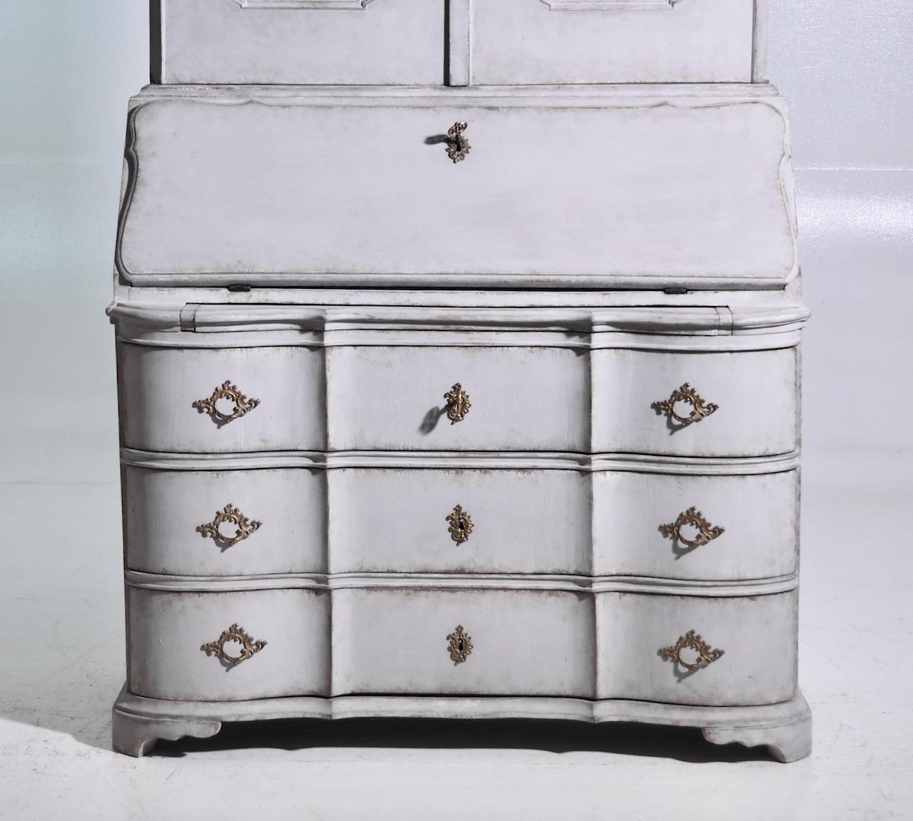 18th Century and Earlier Scandinavian Two-Parts Bureau, 1750 For Sale