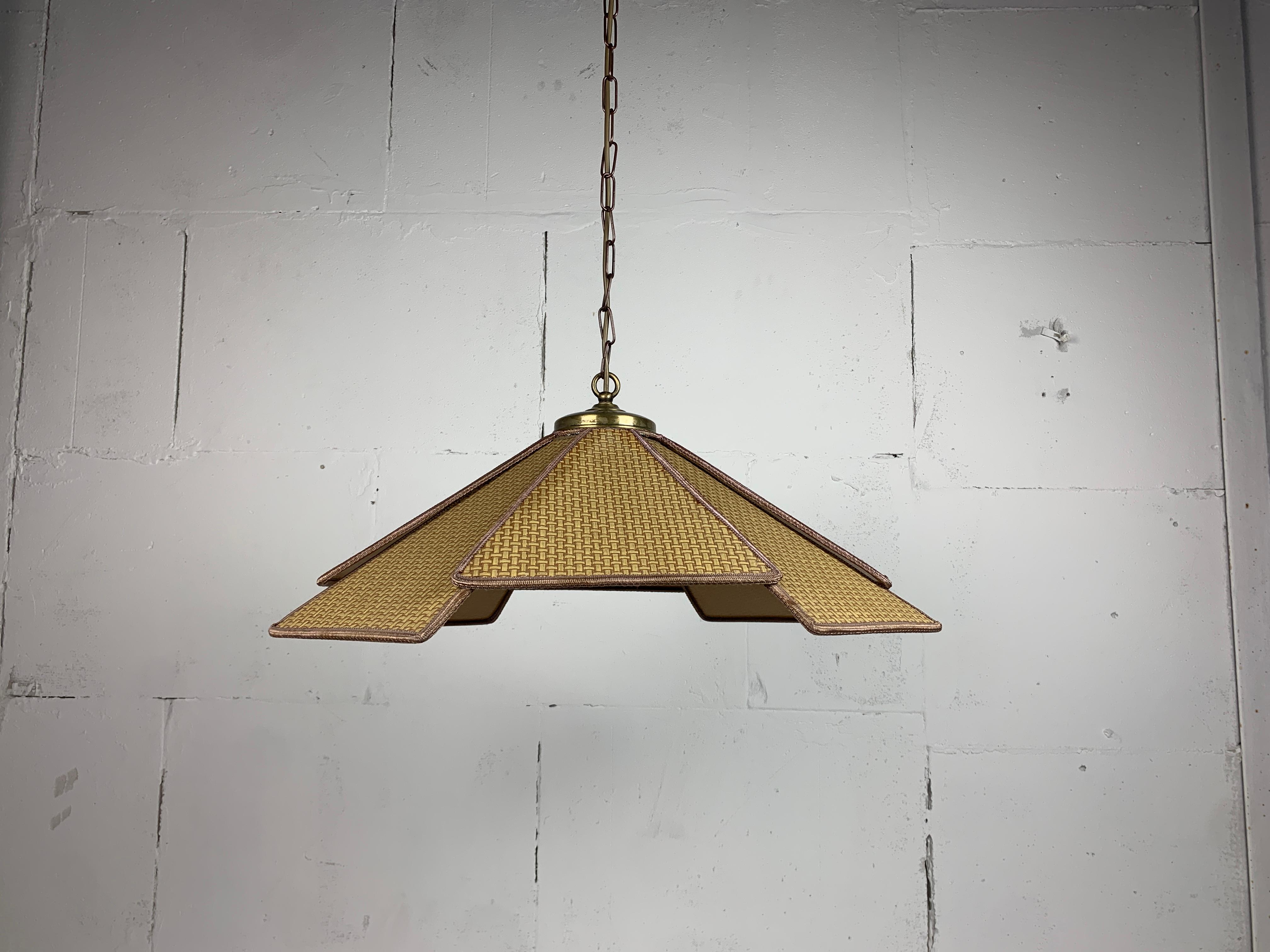 Lampada a sospensione scandinava a ventaglio Uchiwa in rattan intrecciato, anni '60 - '70 in vendita 6